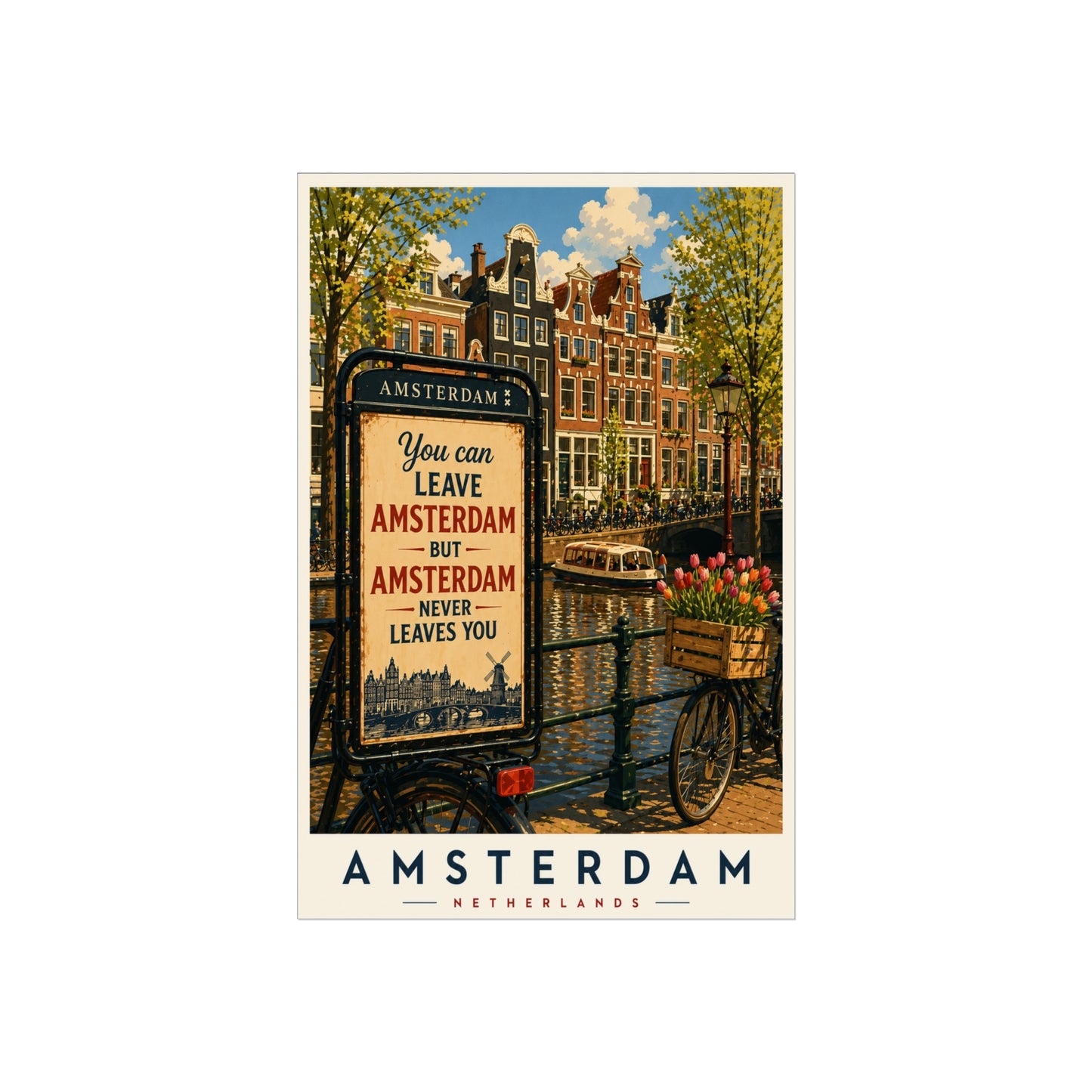 Amsterdam Fine Art Travel Poster — 'You Can Leave Amsterdam But Amsterdam Never Leaves You' - Amsterdam Travel Poster