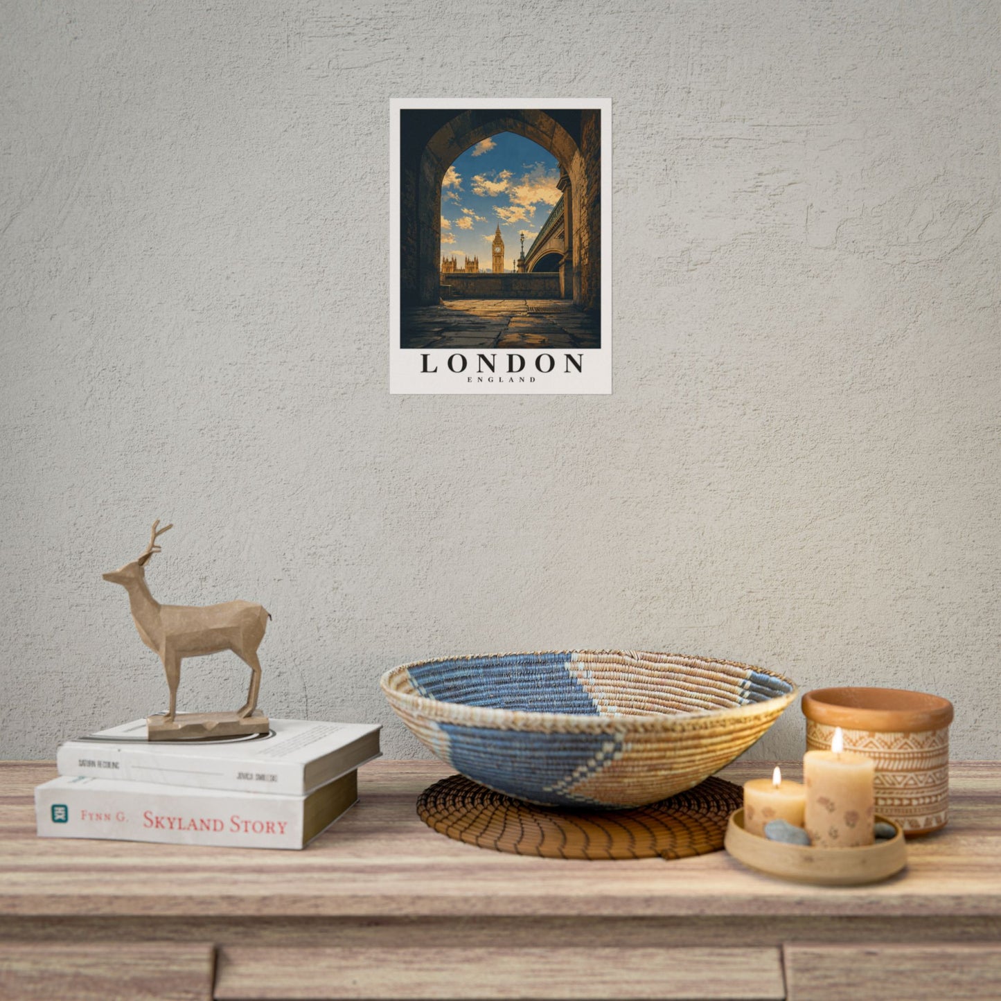 London Travel Poster — Big Ben Archway Rolled Print