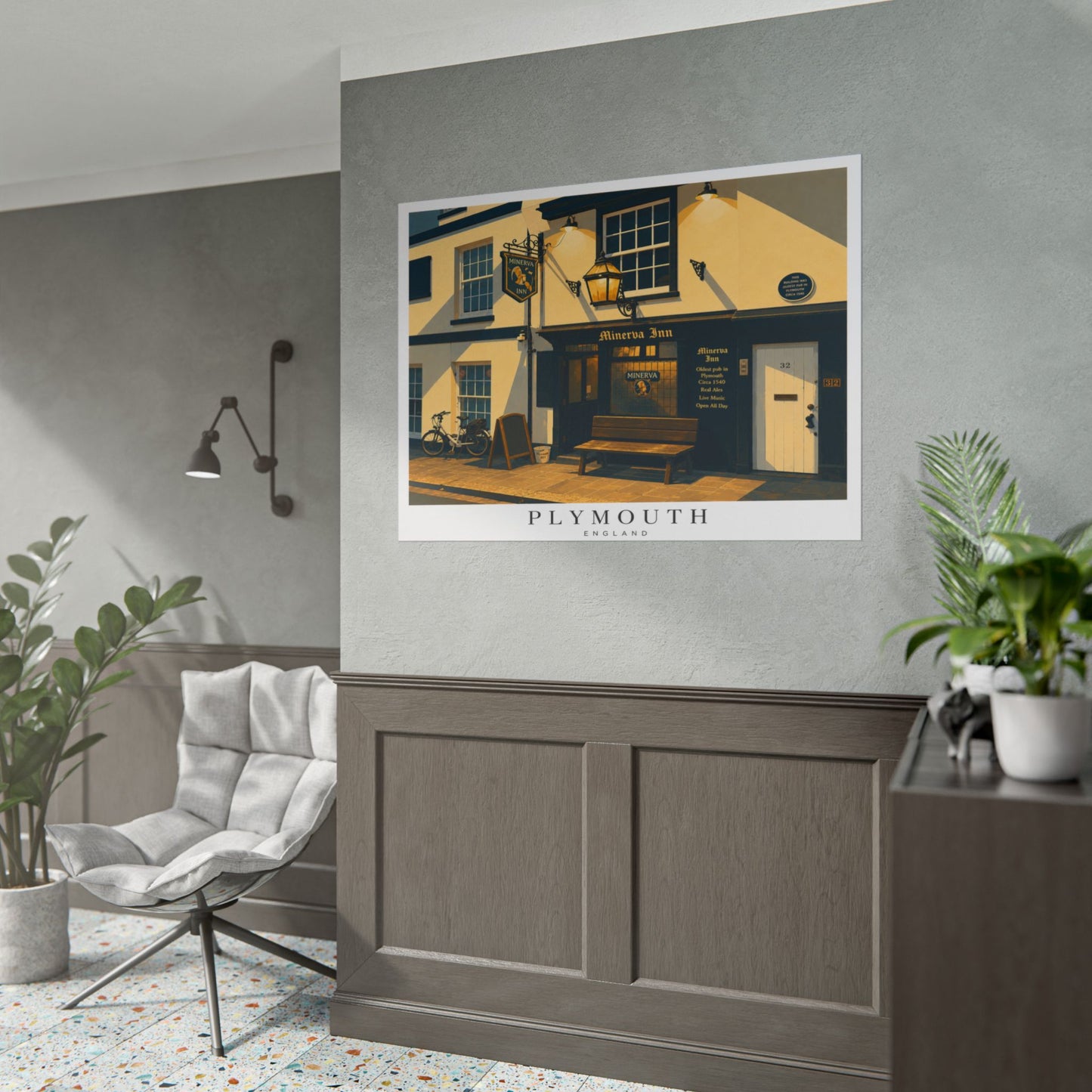 Minerva Inn Plymouth England Rolled Poster — Minerva Inn Vintage Street Scene