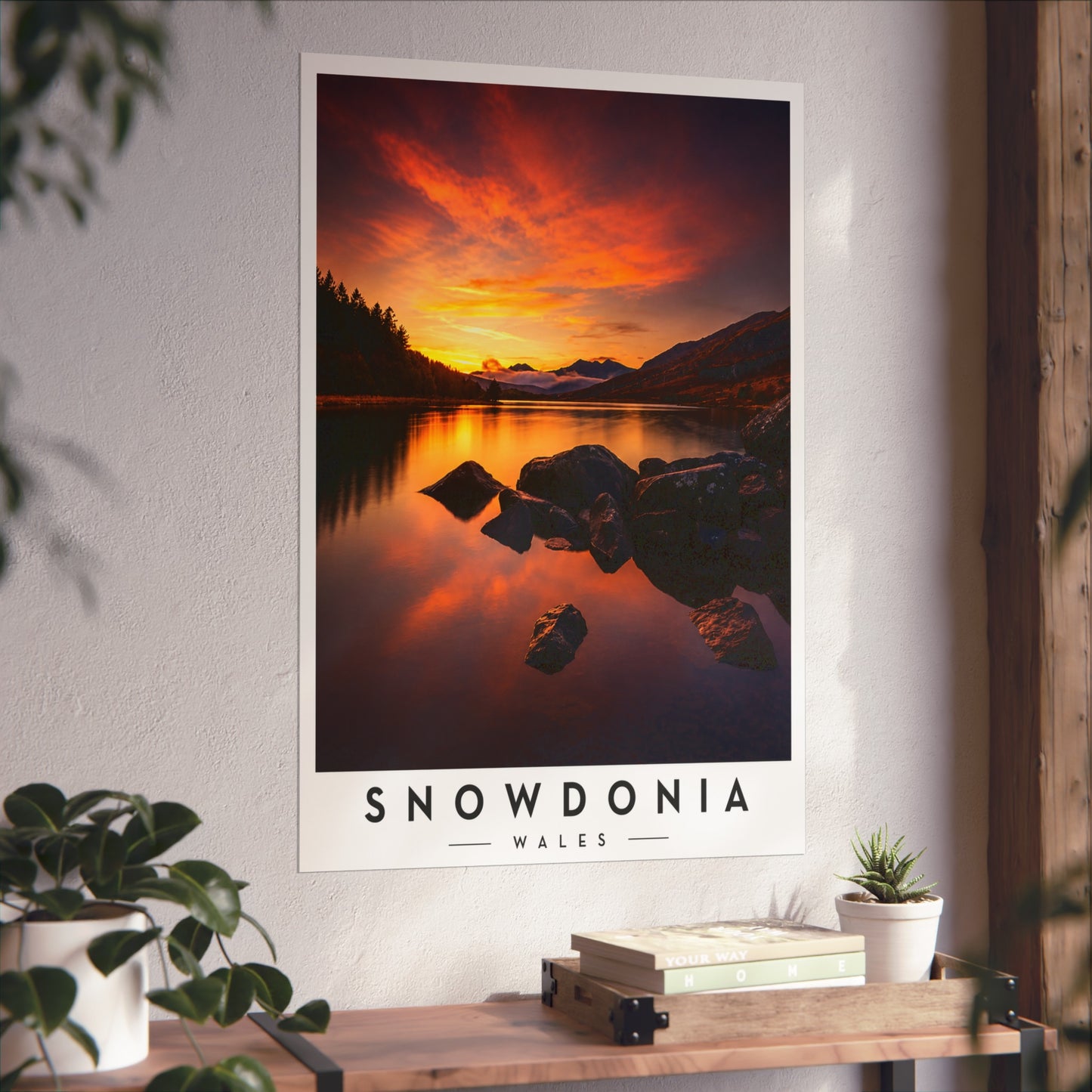 Snowdonia Fine Art Poster — Sunset Lake Landscape Print (Wales) - Snowdonia Travel Poster