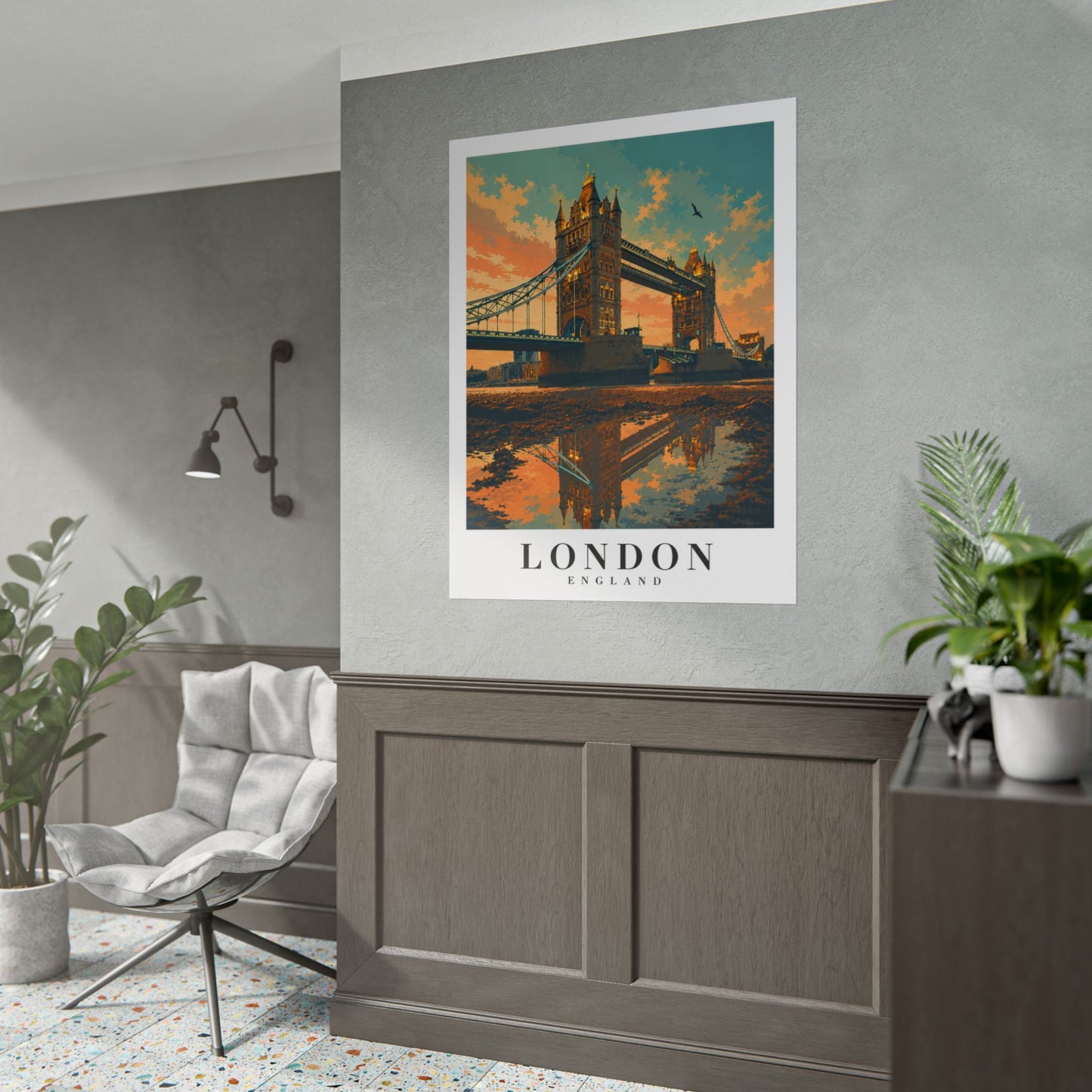 London Tower Bridge Poster – Vintage Travel Wall Art (Rolled Poster)