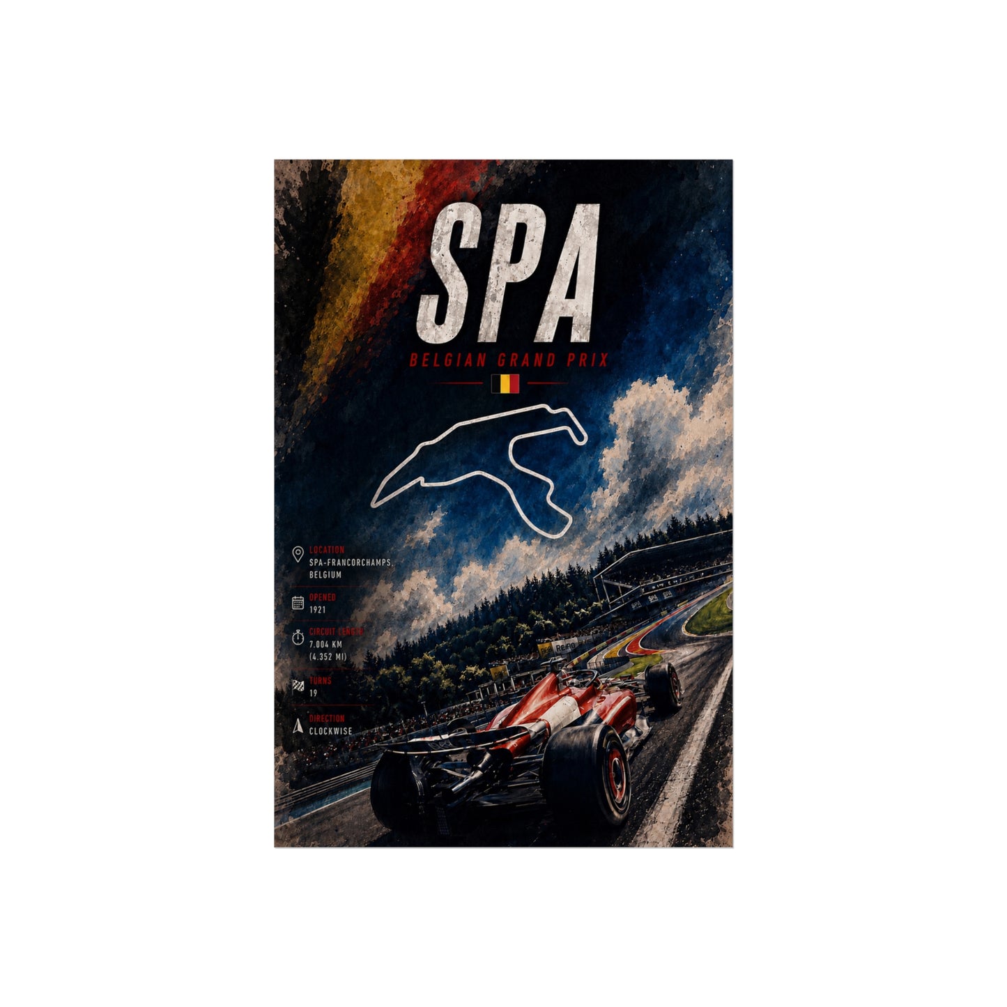 SPA Belgian Grand Prix Racing Track Print - Spa Belgium Poster