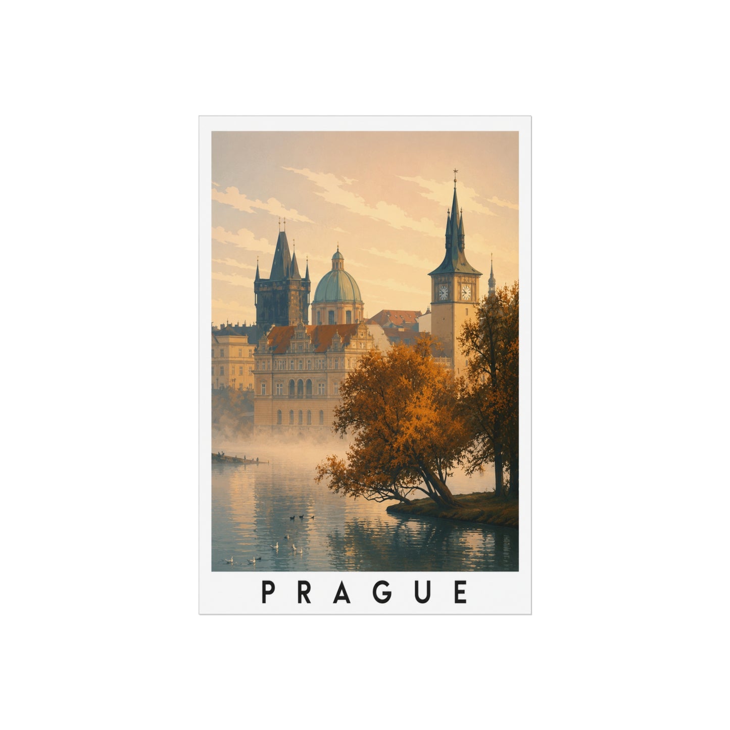 Prague Fine Art Travel Poster — Vintage Cityscape Wall Art - Prague Travel Poster