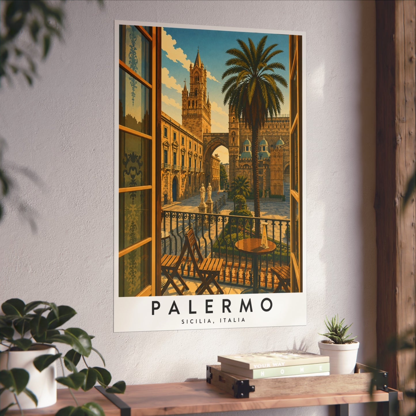 Palermo Travel Art Poster — Vintage Sicily Street Print - Palermo Travel Poster