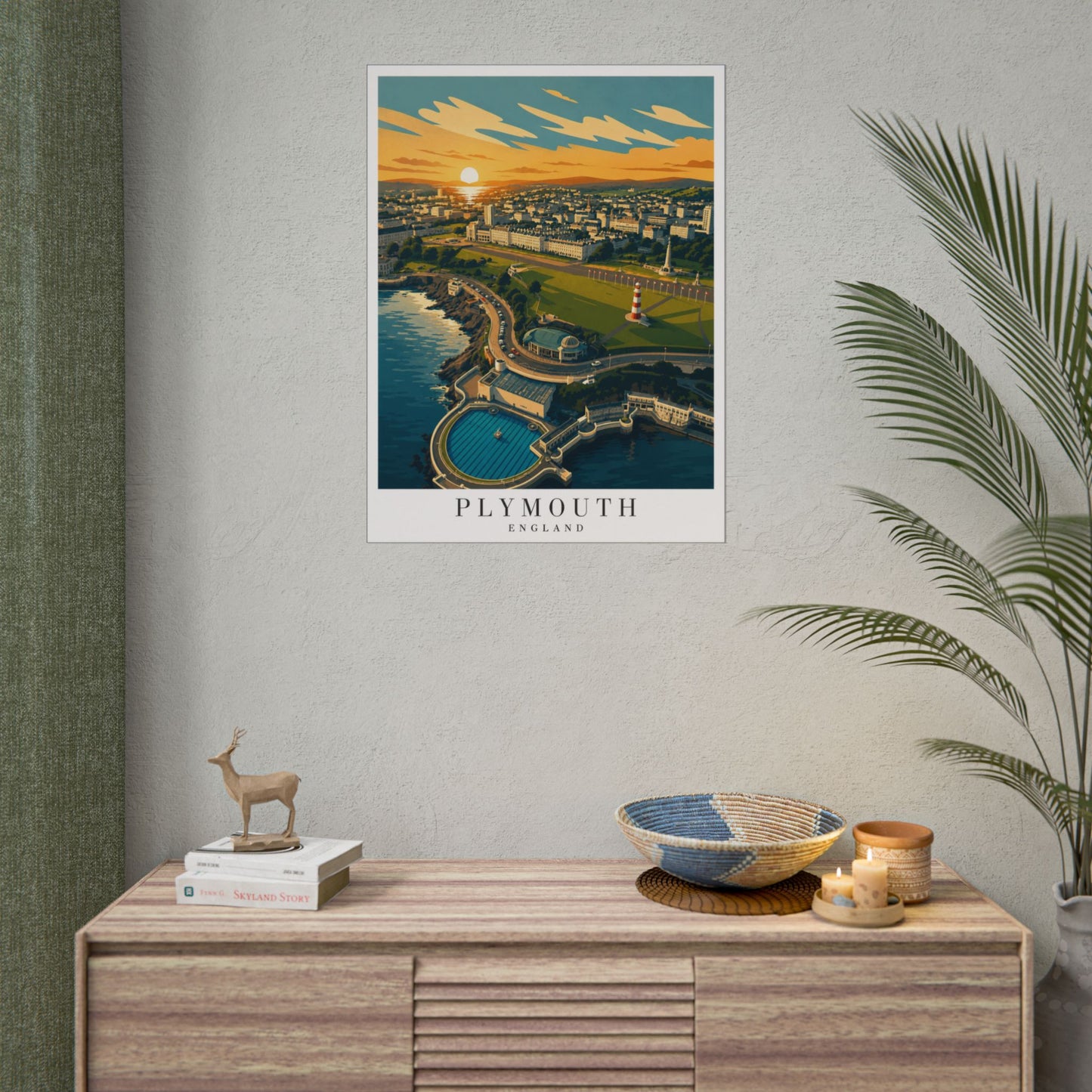 Plymouth Hoe England Vintage Travel Poster - Rolled Wall Art