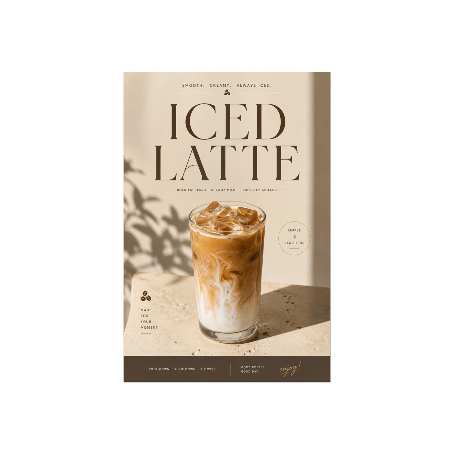 Iced Latte Fine Art Poster — Minimal Coffee Print for Kitchen & Café Decor