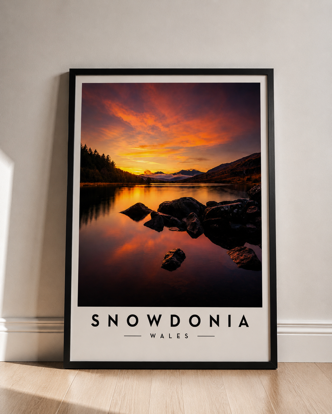 Snowdonia Fine Art Poster — Sunset Lake Landscape Print (Wales) - Snowdonia Travel Poster