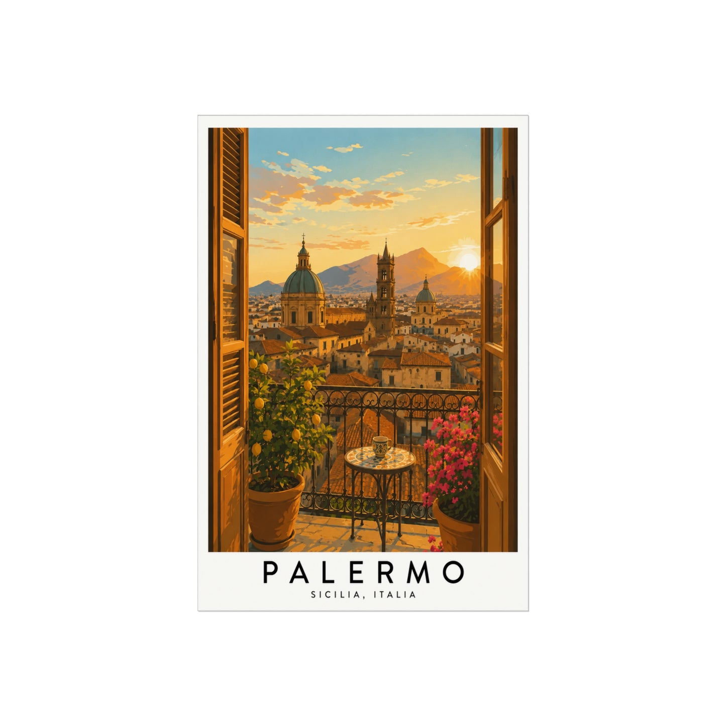 Palermo Travel Art Poster — Vintage Sicily Street Print - Palermo Travel Poster