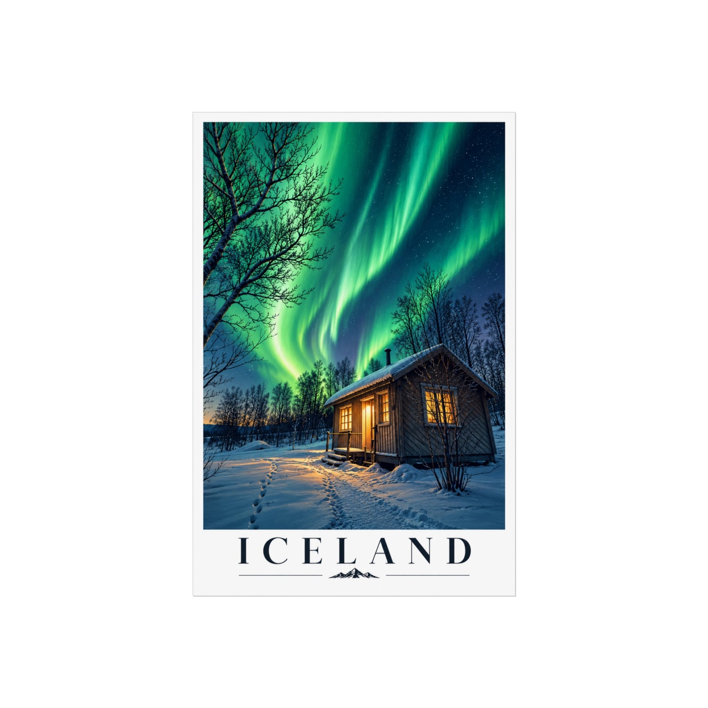 Iceland Northern Lights Fine Art Poster - Iceland Travel Poster - Aurora Poster