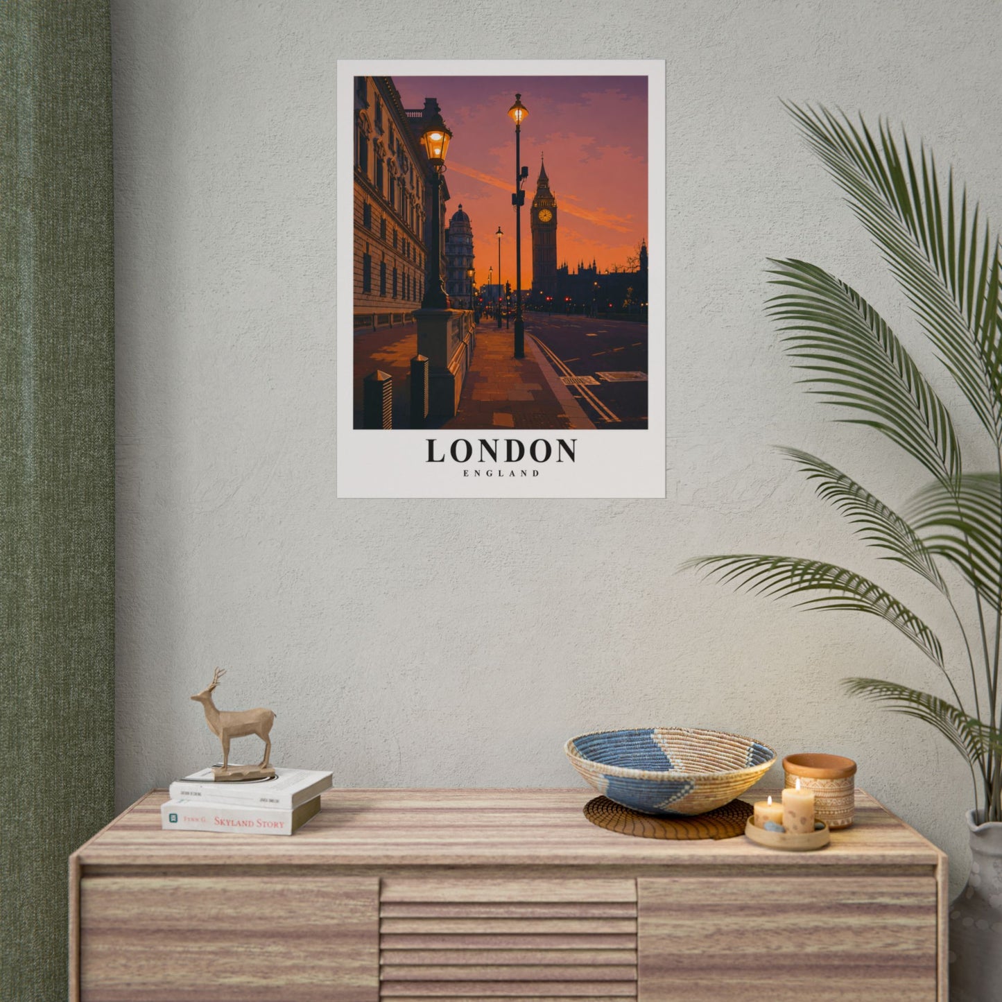 London Sunset Poster - Vintage Travel Wall Art (Rolled Poster)