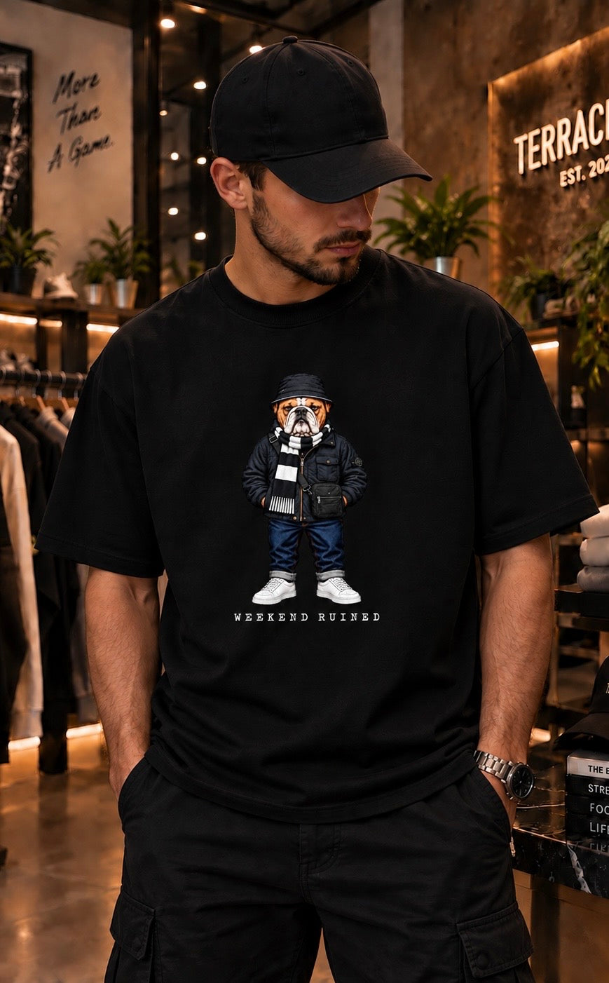 Weekend Ruined - Terraces Bulldog Streetwear Football Oversized Boxy T-Shirt