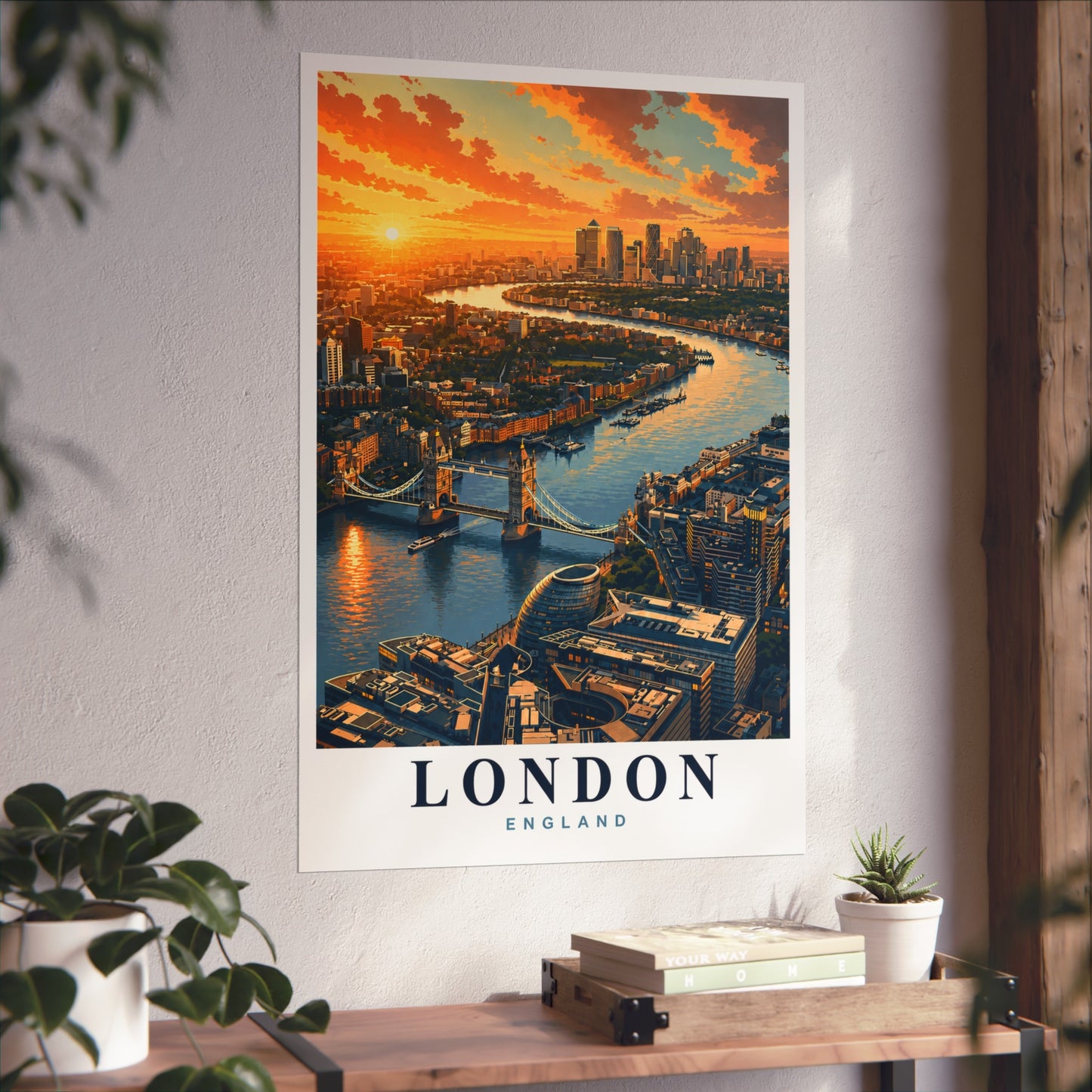 London Sunset Cityscape Poster - Fine Art Travel Print - London Travel Poster