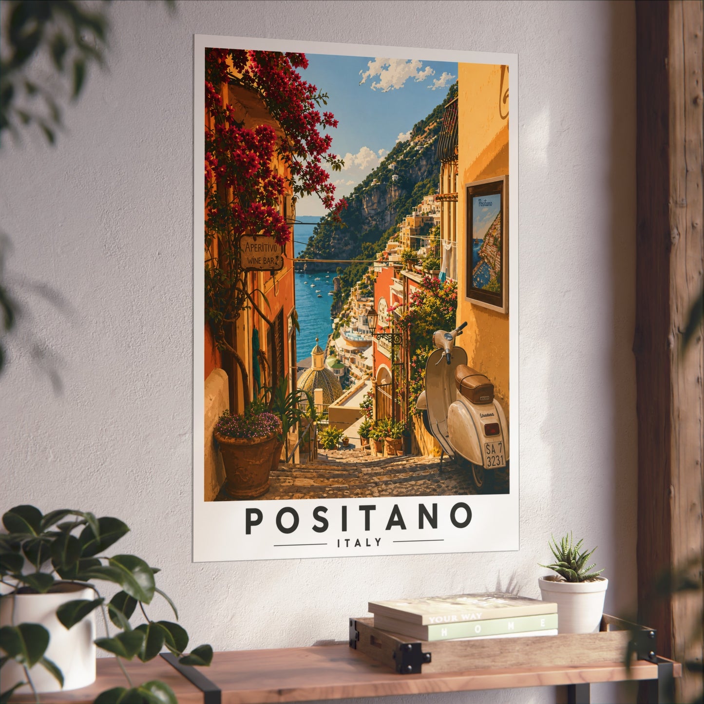 Positano Italy Travel Poster — Scenic Amalfi Coast Fine Art Print - Positano Travel Poster