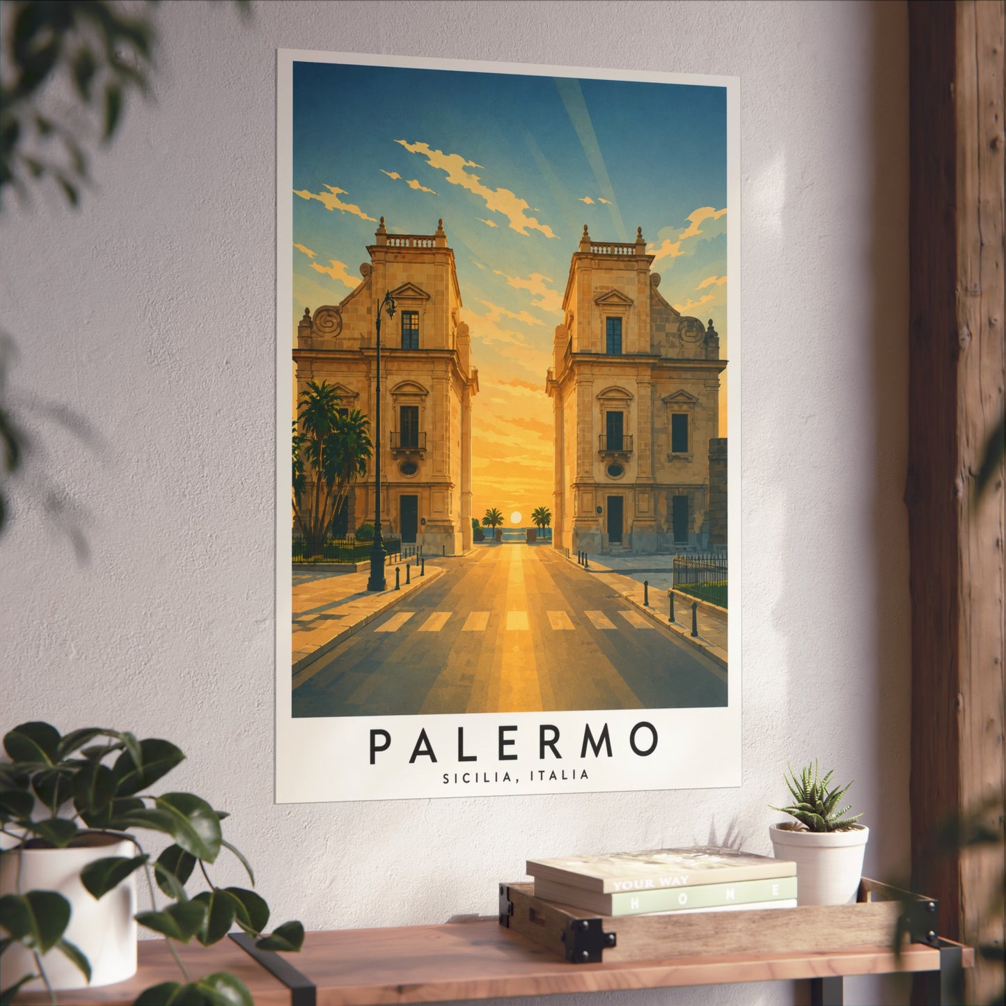 Palermo Travel Art Poster — Vintage Sicily Street Print - Palermo Travel Poster