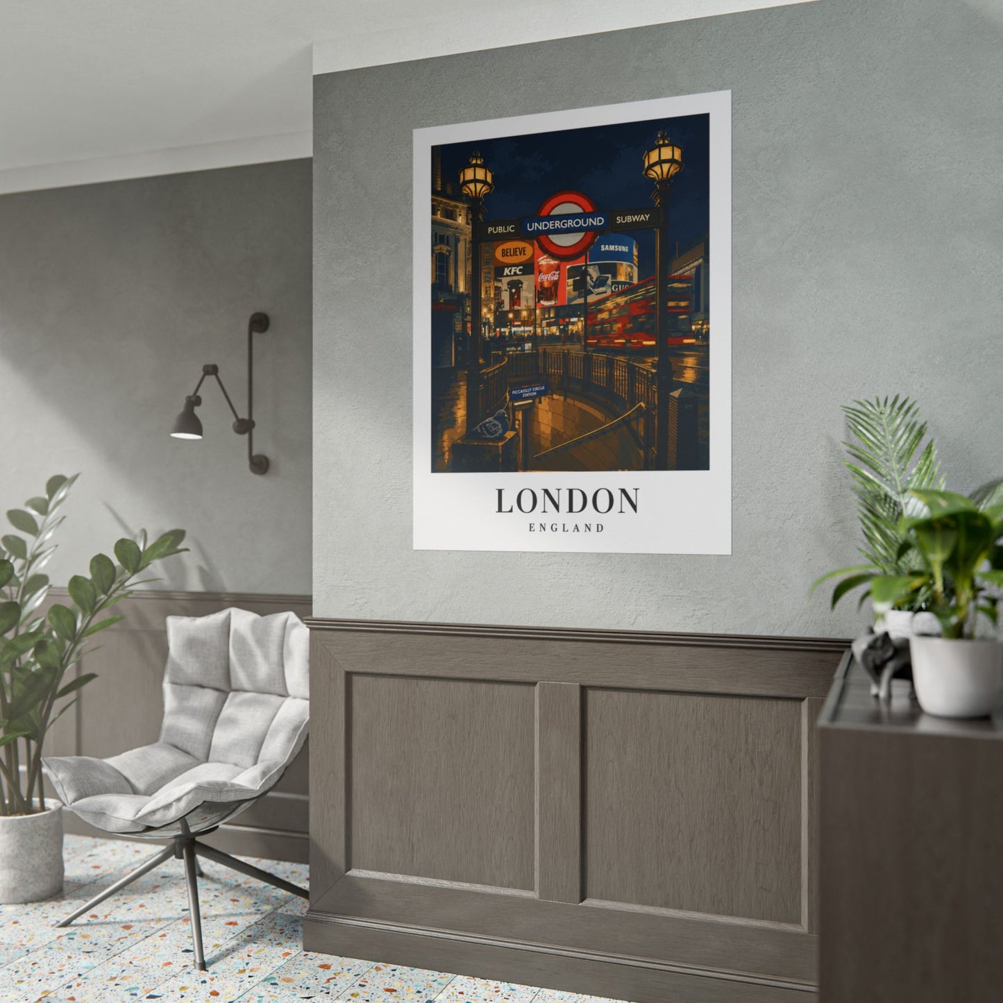 London Underground Night Photo Poster — Rolled Travel Wall Art