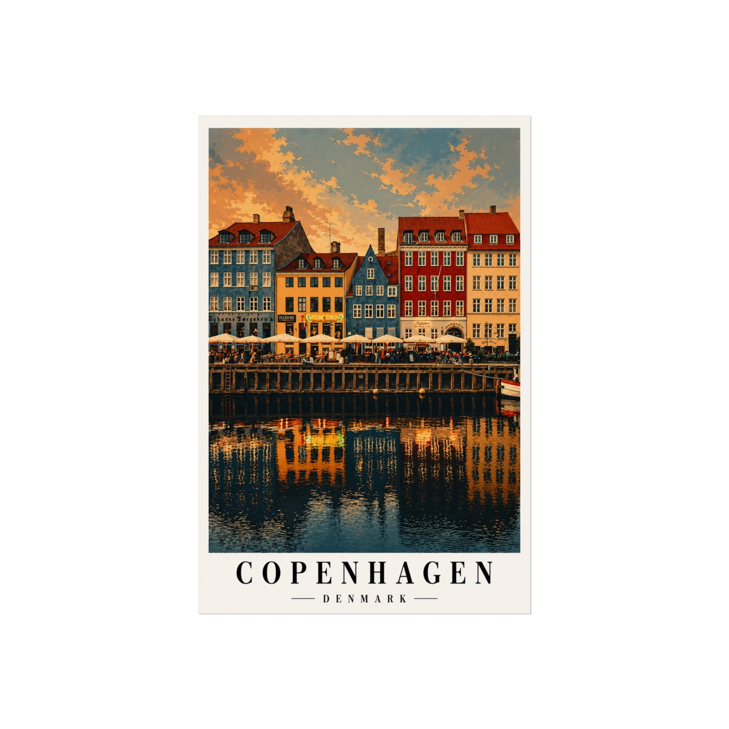 Copenhagen Fine Art Poster — Nyhavn Canal Sunset Print - Copenhagen Travel Poster