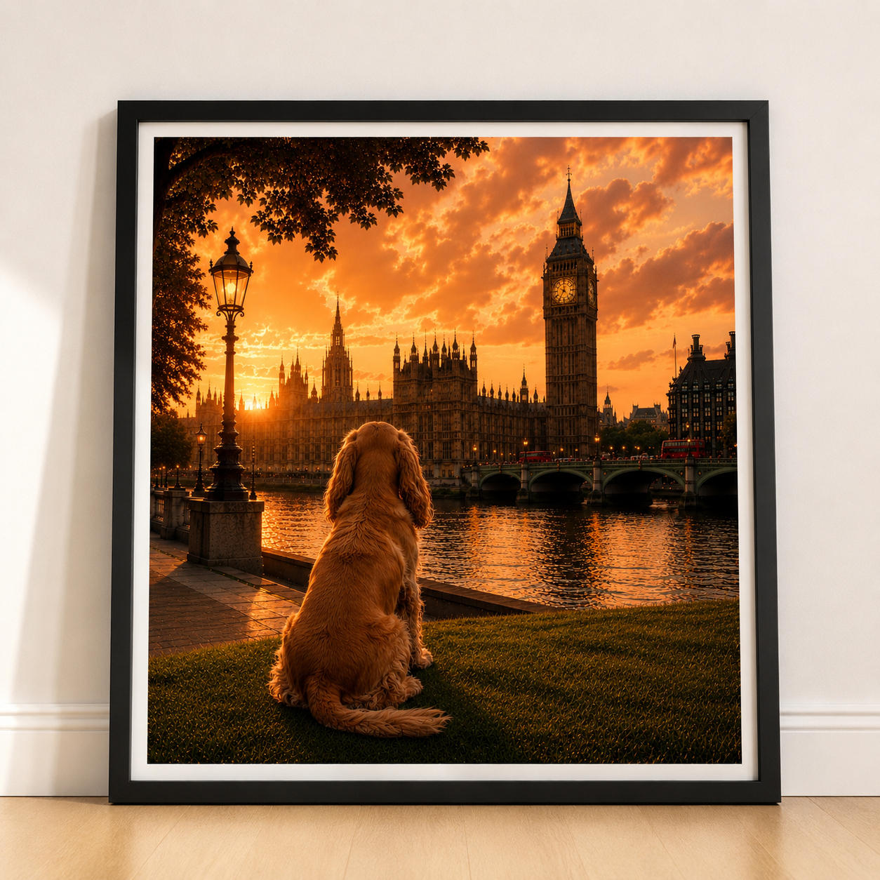Cocker Spaniel In London - Cocker Spaniel Print - London Travel print - Sunset in London Fine Art Poster - Cocker Spaniel Dog by Big Ben