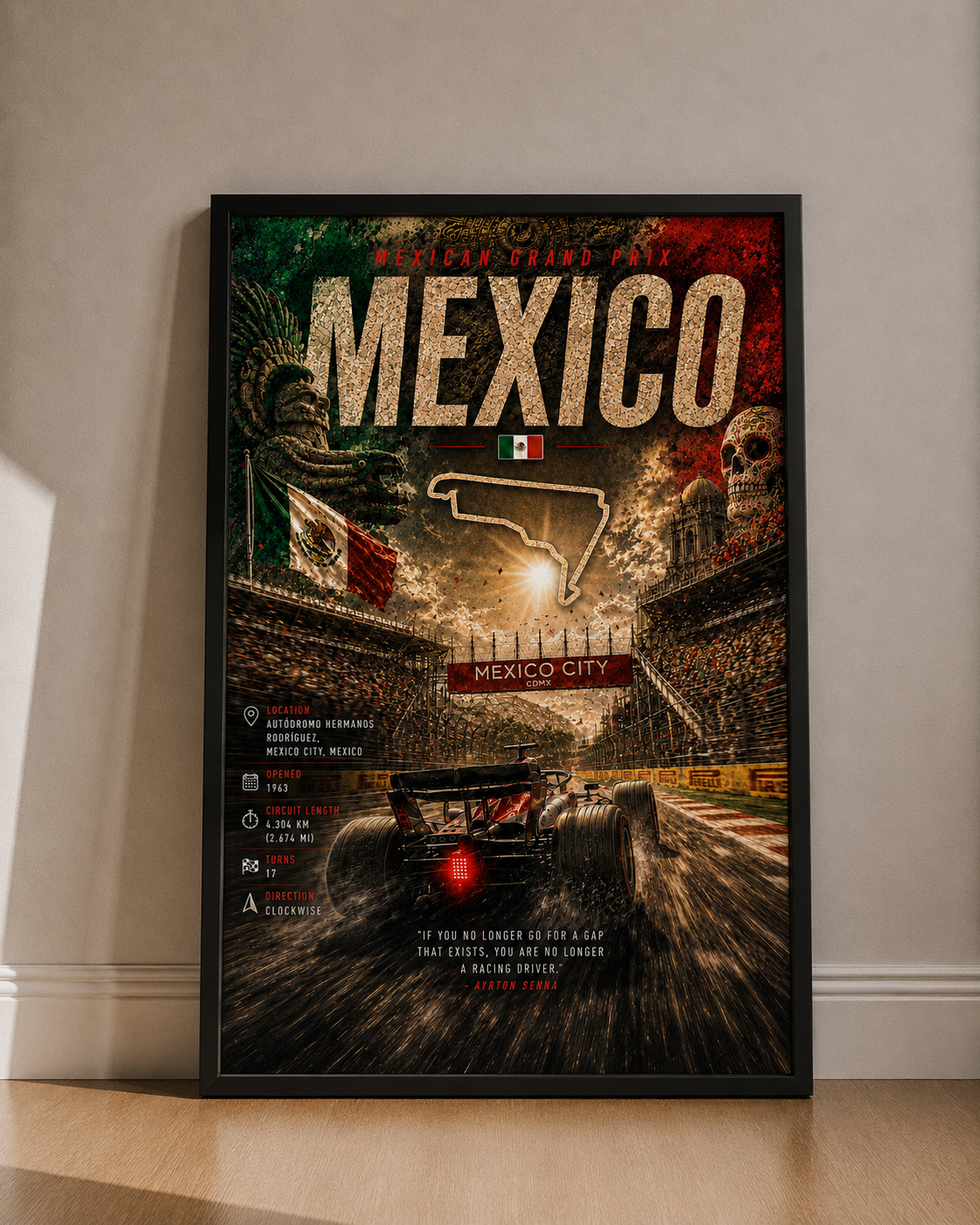 Mexico City Racing Poster - Vintage Formula 1 Fine Art Print - Mexico Track Map Poster