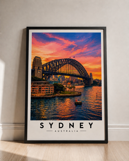 Sydney Harbour Bridge Fine Art Poster — Colorful Sunset Travel Print - Sydney Travel Poster