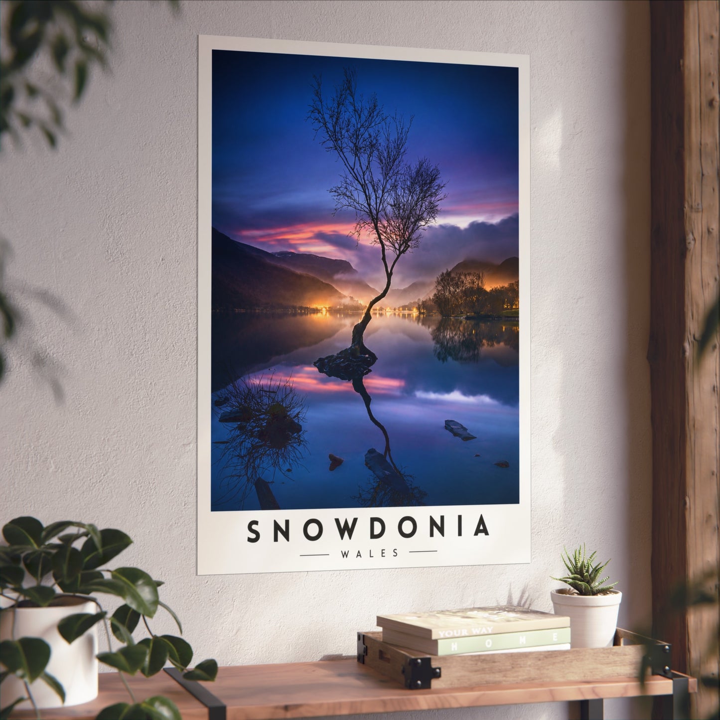 Snowdonia Wales Fine Art Poster — Lone Tree Lake Landscape Print - Snowdonia Travel Poster