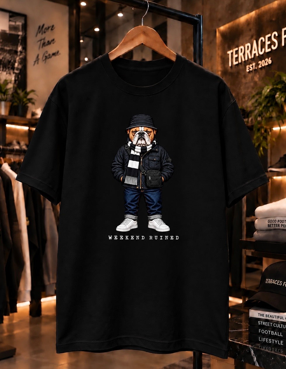 Weekend Ruined - Terraces Bulldog Streetwear Football Oversized Boxy T-Shirt