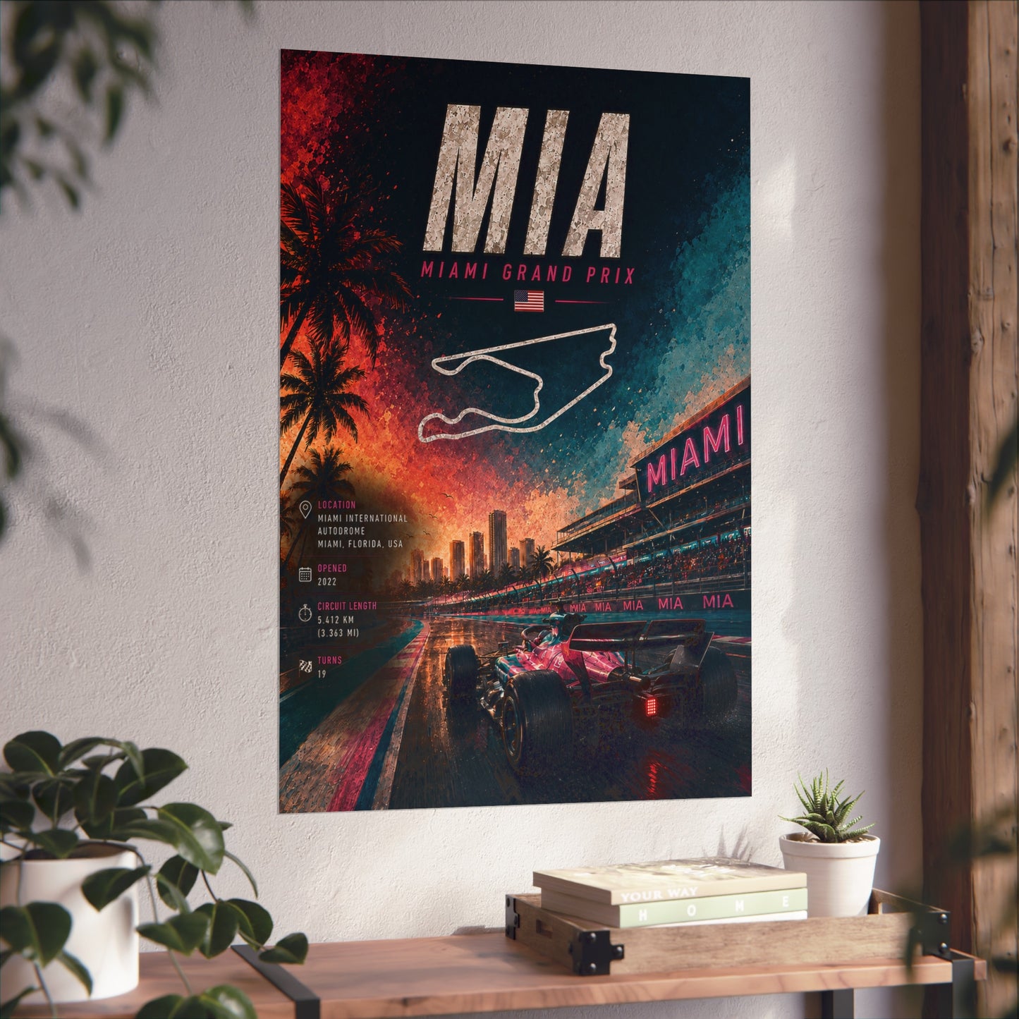 Miami Grand Prix Racing Poster — Miami Fine Art Print - Miami Track Map Poster