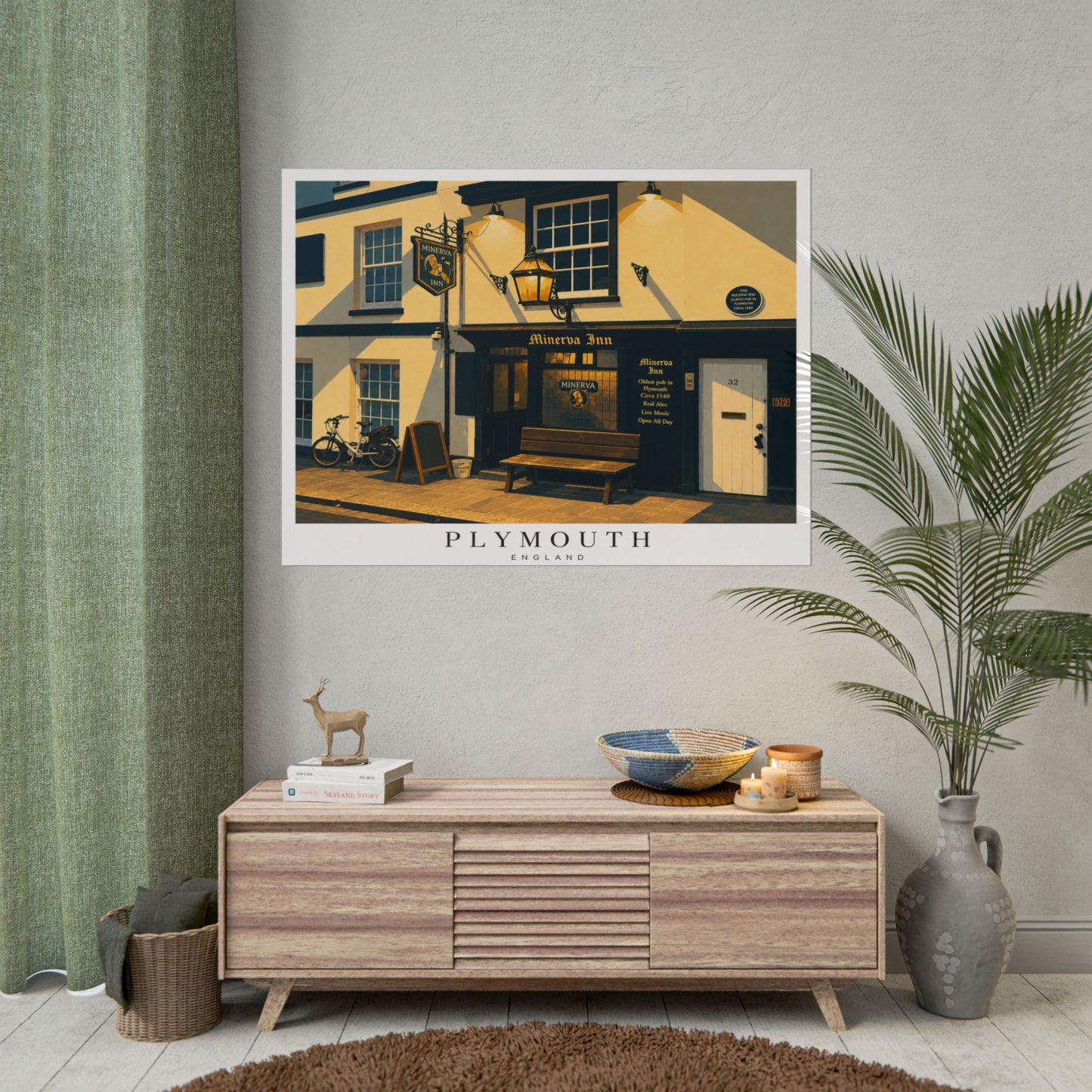 Minerva Inn Plymouth England Rolled Poster — Minerva Inn Vintage Street Scene