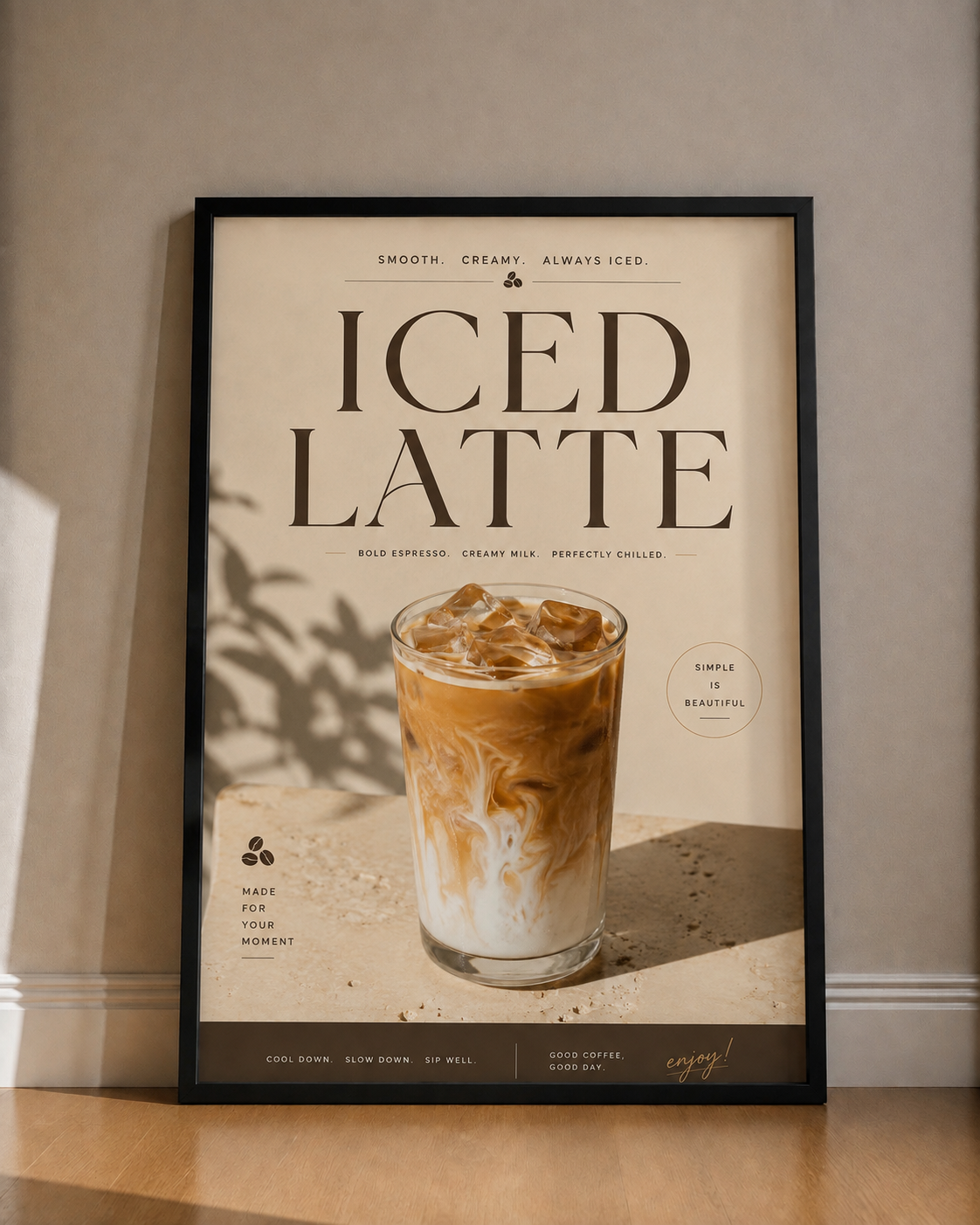 Iced Latte Fine Art Poster — Minimal Coffee Print for Kitchen & Café Decor