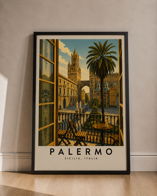 Palermo Travel Art Poster — Vintage Sicily Street Print - Palermo Travel Poster