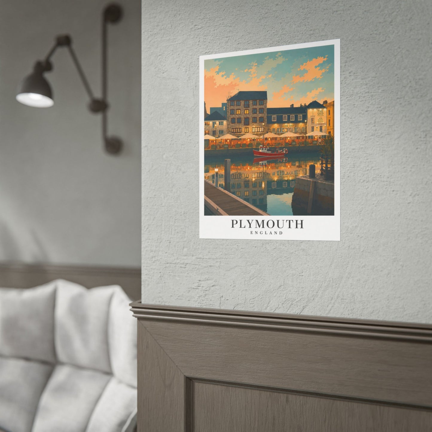 Plymouth Barbican England Travel Poster — Rolled Vintage Harbour Print