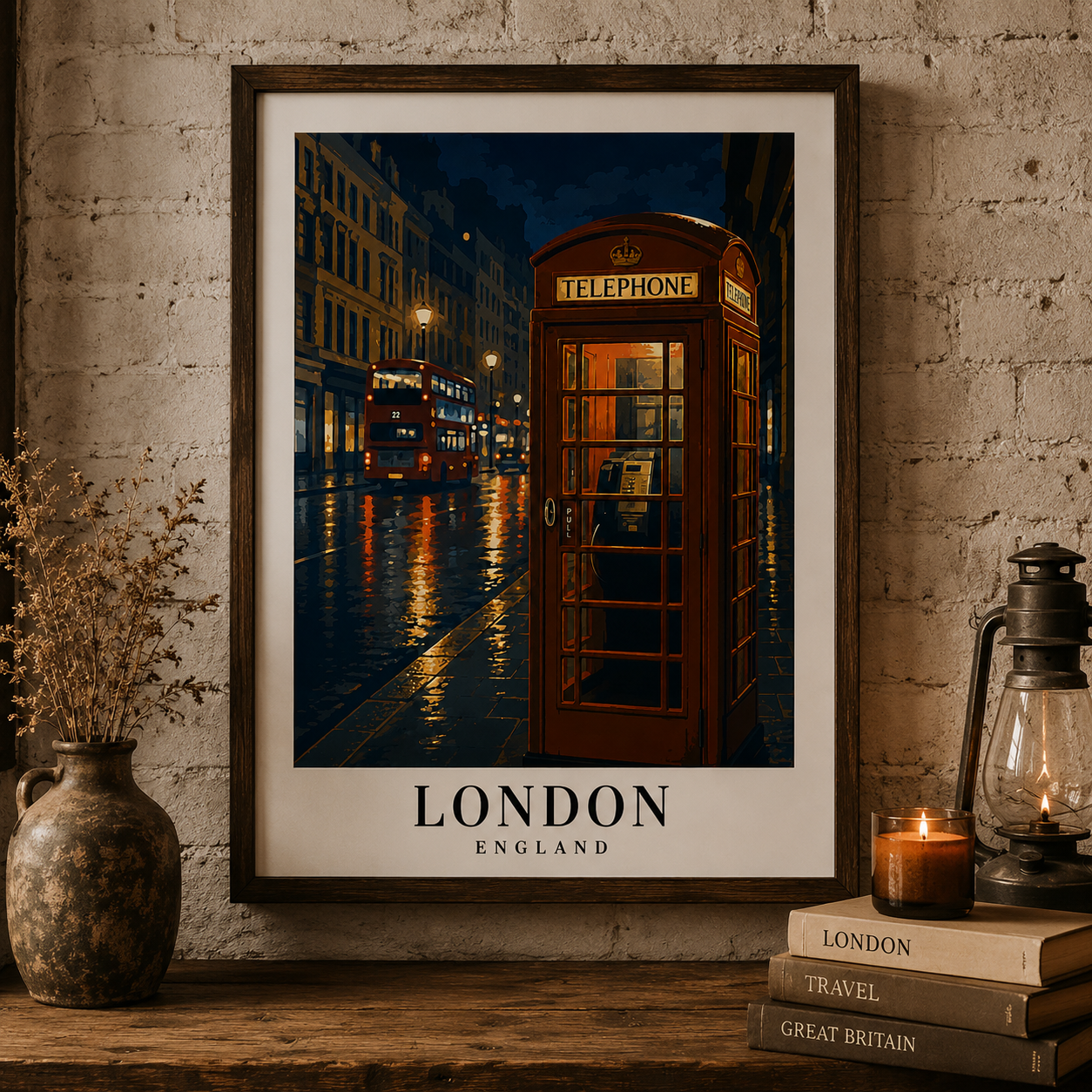 London Red Phone Booth Poster — Rolled Travel Art Print