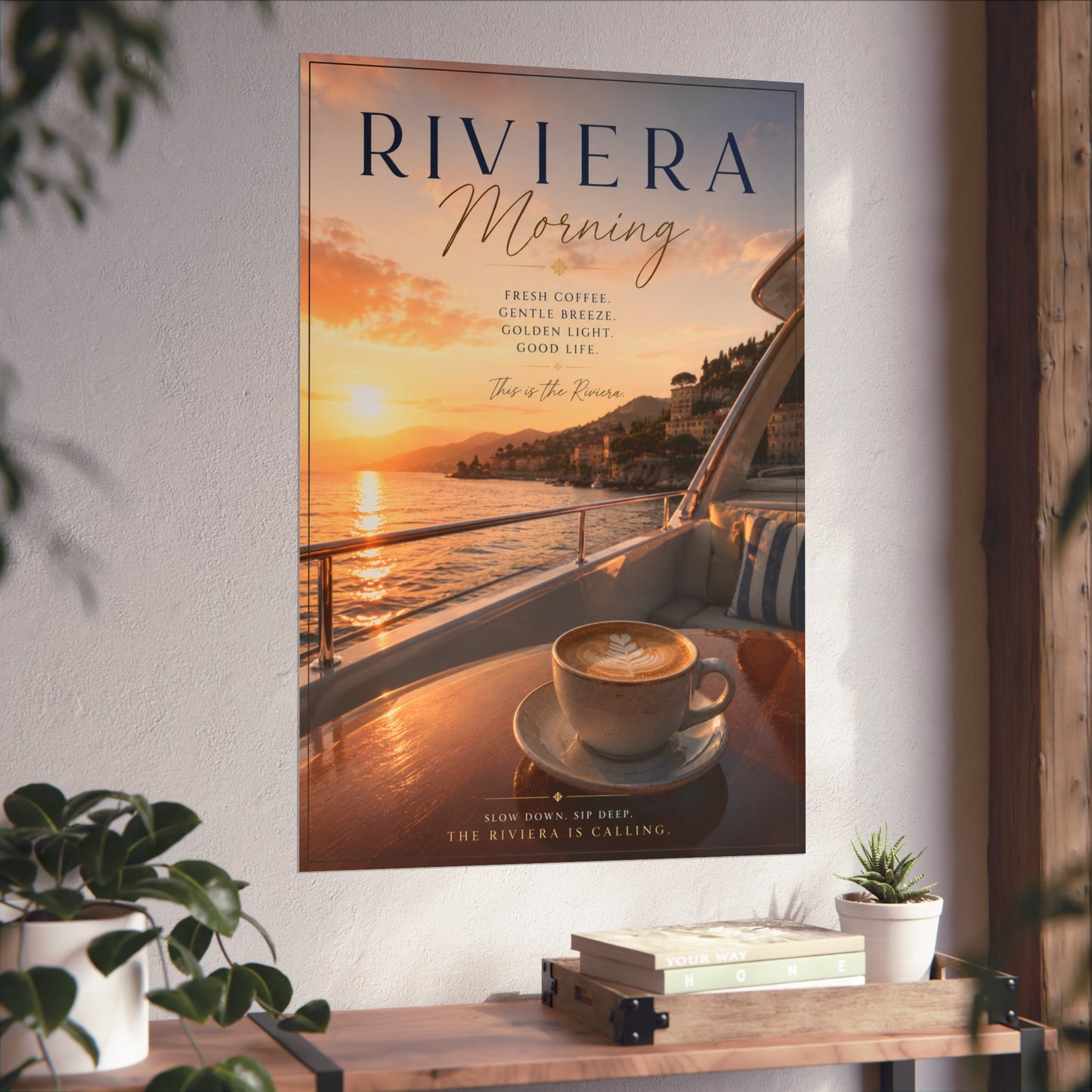 Riviera Morning Fine Art Poster — Coastal Sunrise Coffee Wall Art