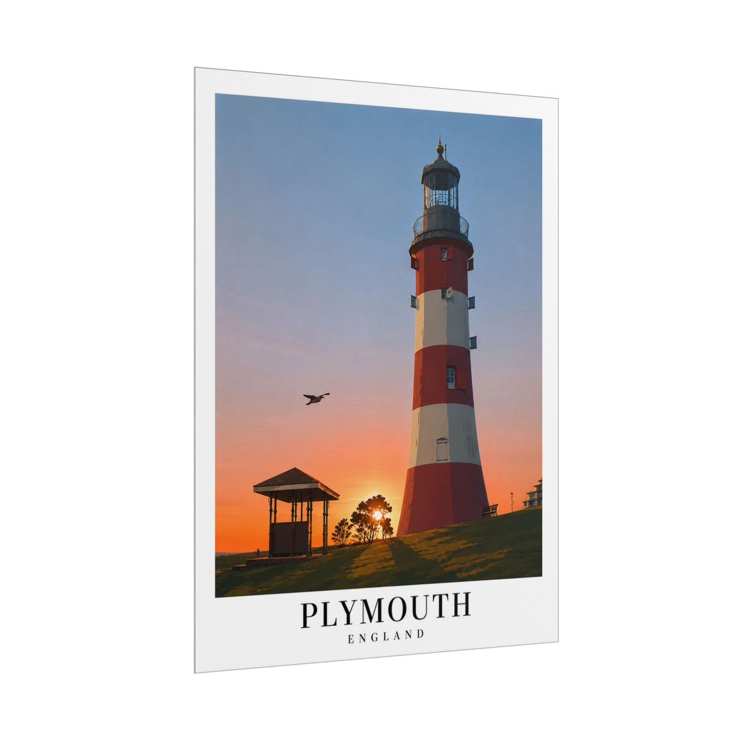 Plymouth Hoe Smeatons Tower Rolled Poster — Coastal Travel Wall Art
