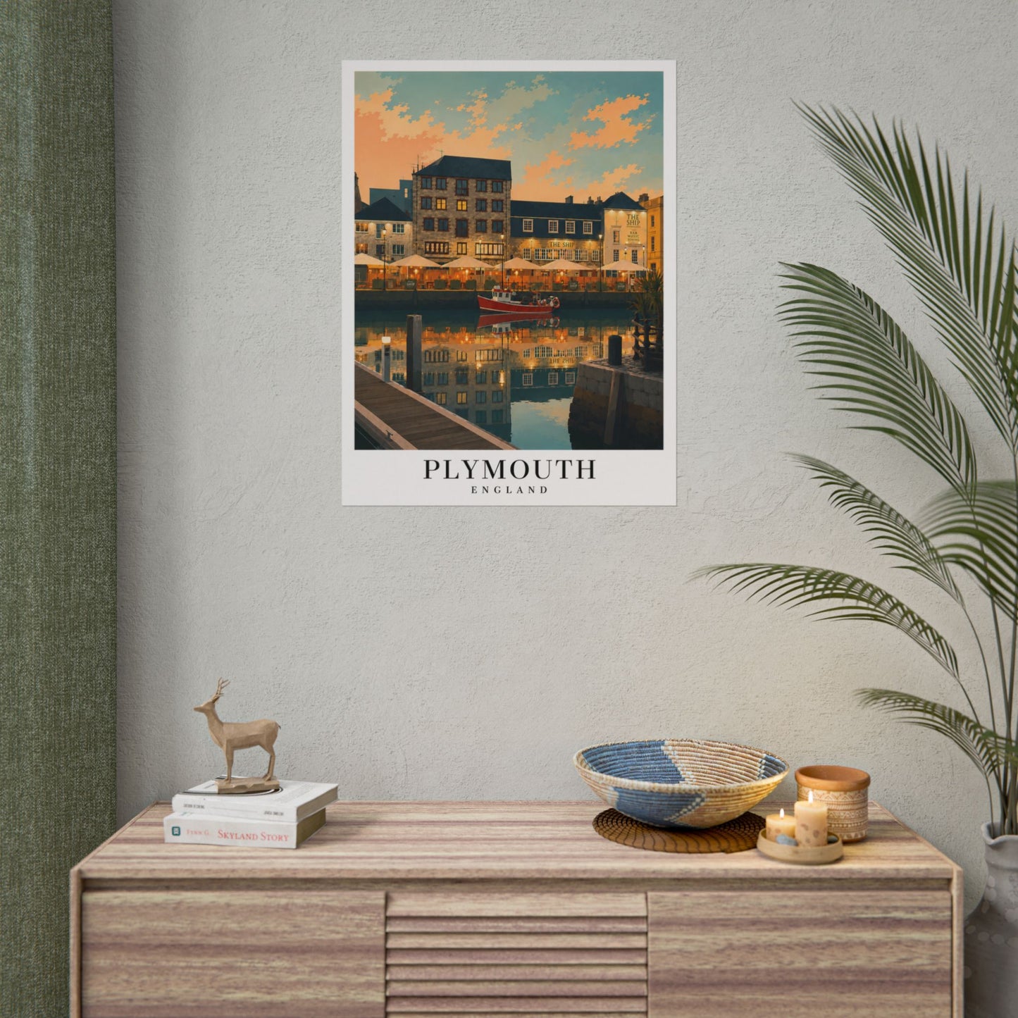 Plymouth Barbican England Travel Poster — Rolled Vintage Harbour Print
