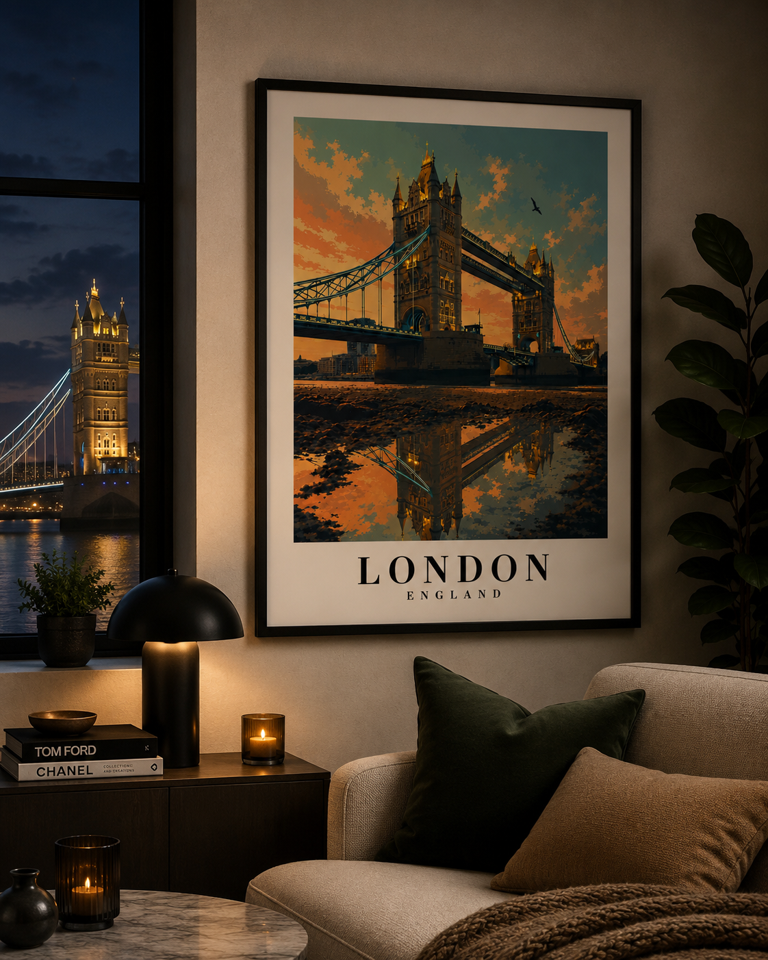 London Tower Bridge Poster – Vintage Travel Wall Art (Rolled Poster)