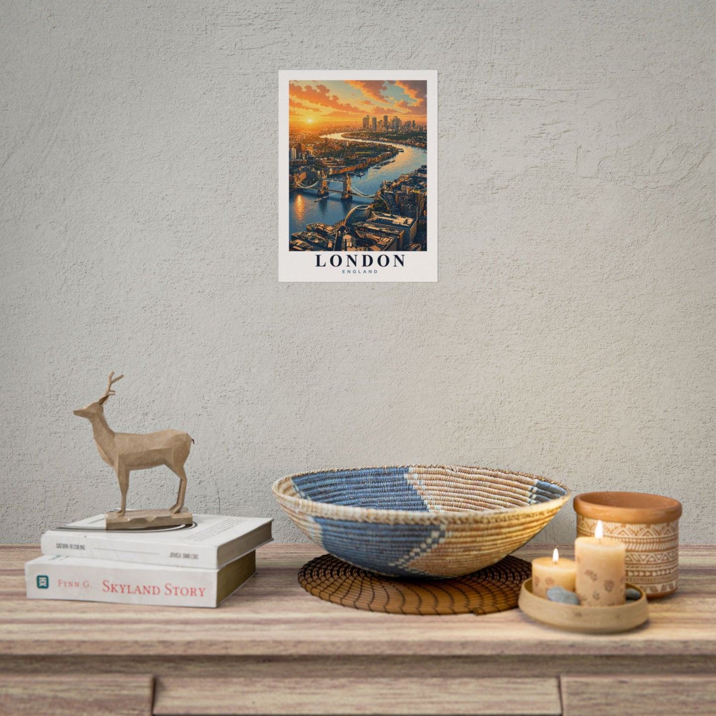 London Aerial Sunset Rolled Poster — Vintage Travel Print