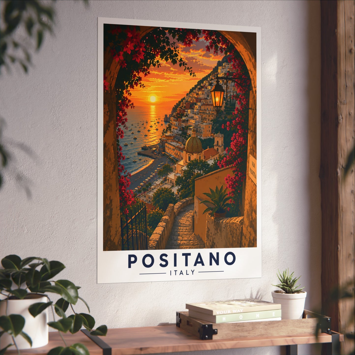 Positano Sunset Fine Art Poster — Italian Coastal Travel Wall Art - Positano Travel Poster