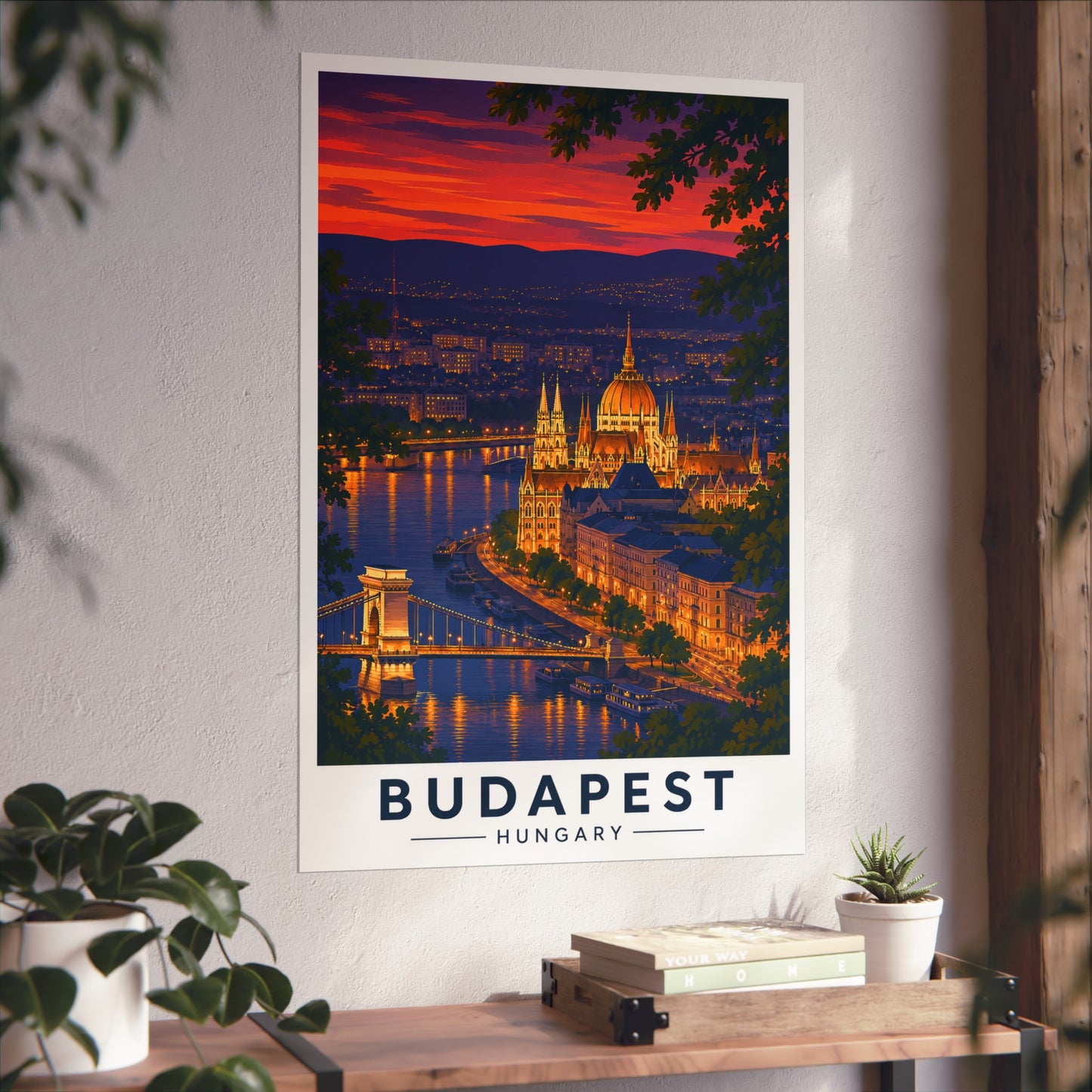 Budapest Fine Art Poster - Vintage Travel Print of Hungarian Parliament at Sunset - Budapest Travel Poster