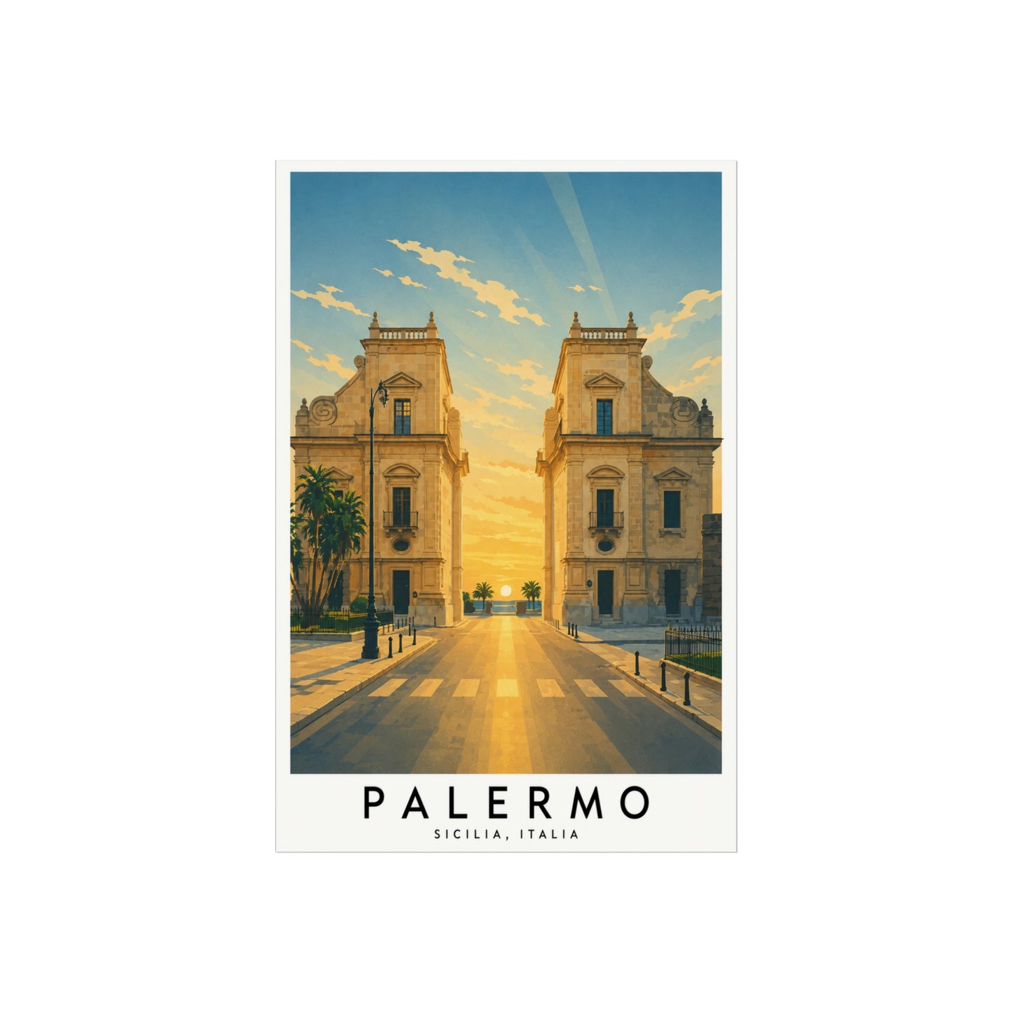 Palermo Travel Art Poster — Vintage Sicily Street Print - Palermo Travel Poster