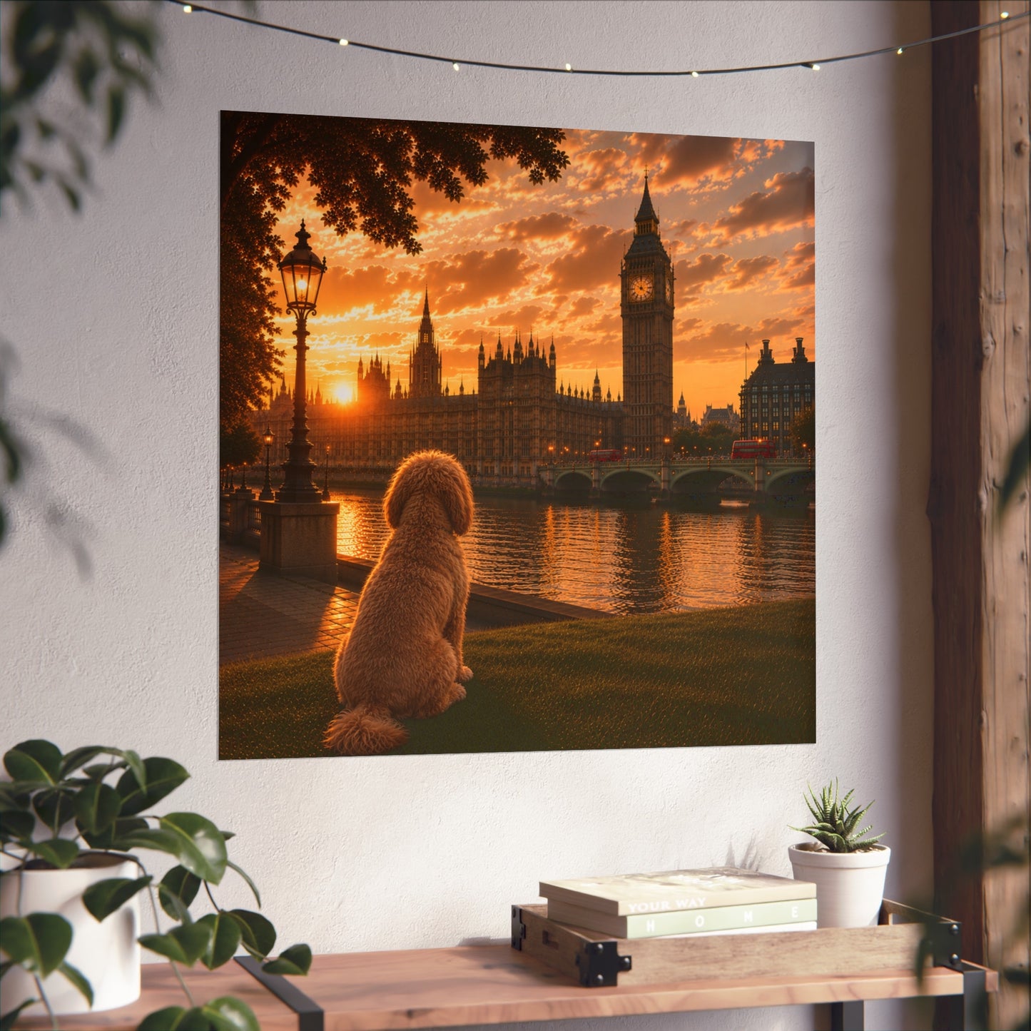 Cockapoo In London - Cockapoo Print - London Travel print - Sunset in London Fine Art Poster - Cockapoo by Big Ben