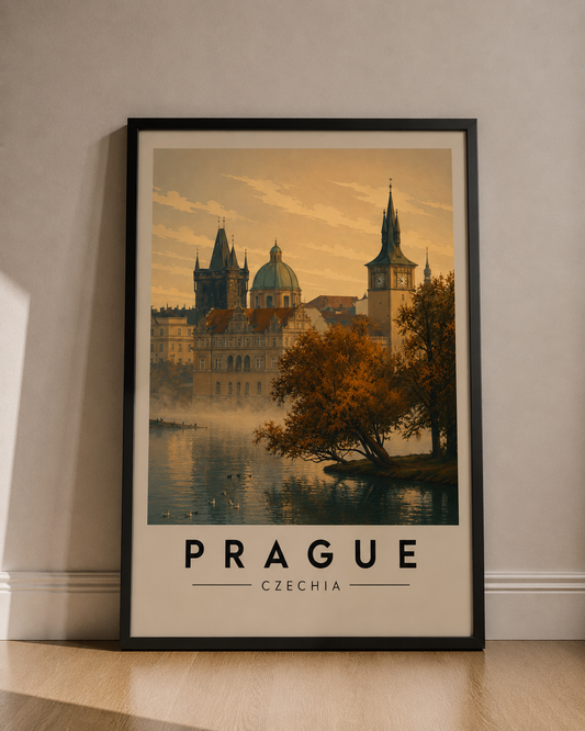 Prague Fine Art Travel Poster — Vintage Cityscape Wall Art - Prague Travel Poster