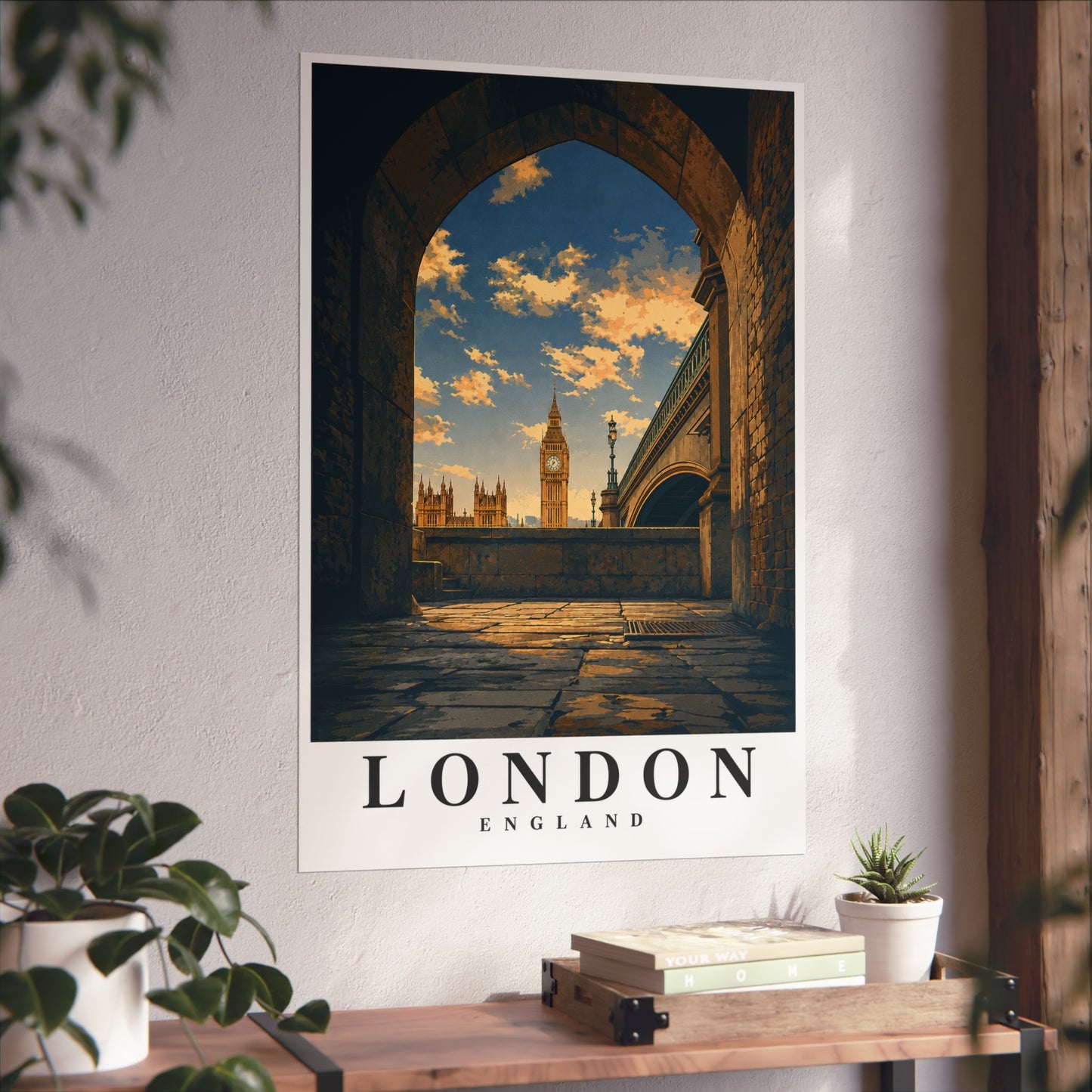 London Fine Art Poster - Vintage Big Ben Archway Travel Print - London Travel Poster