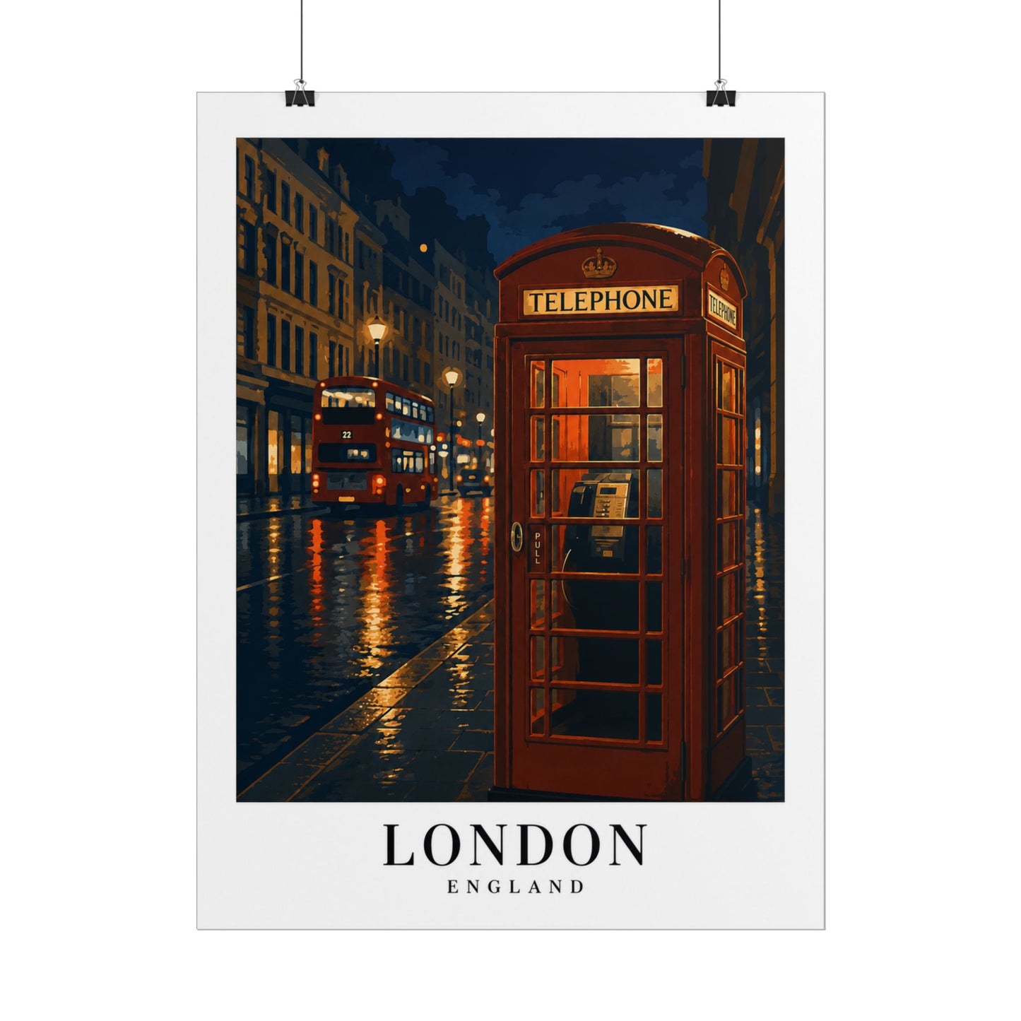 London Red Phone Booth Poster — Rolled Travel Art Print