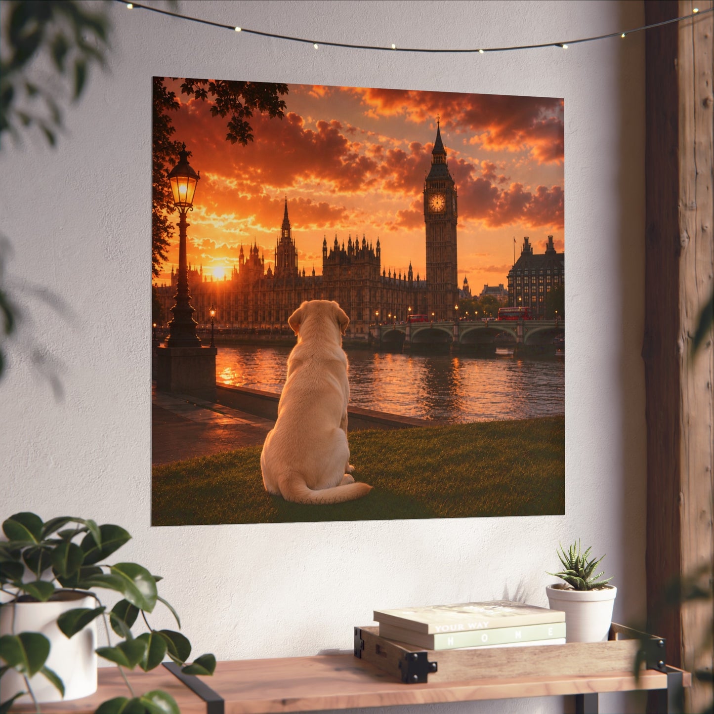 Labrador In London - Labrodor Print - London Travel print - Sunset in London Fine Art Poster - Labrador Dog by Big Ben