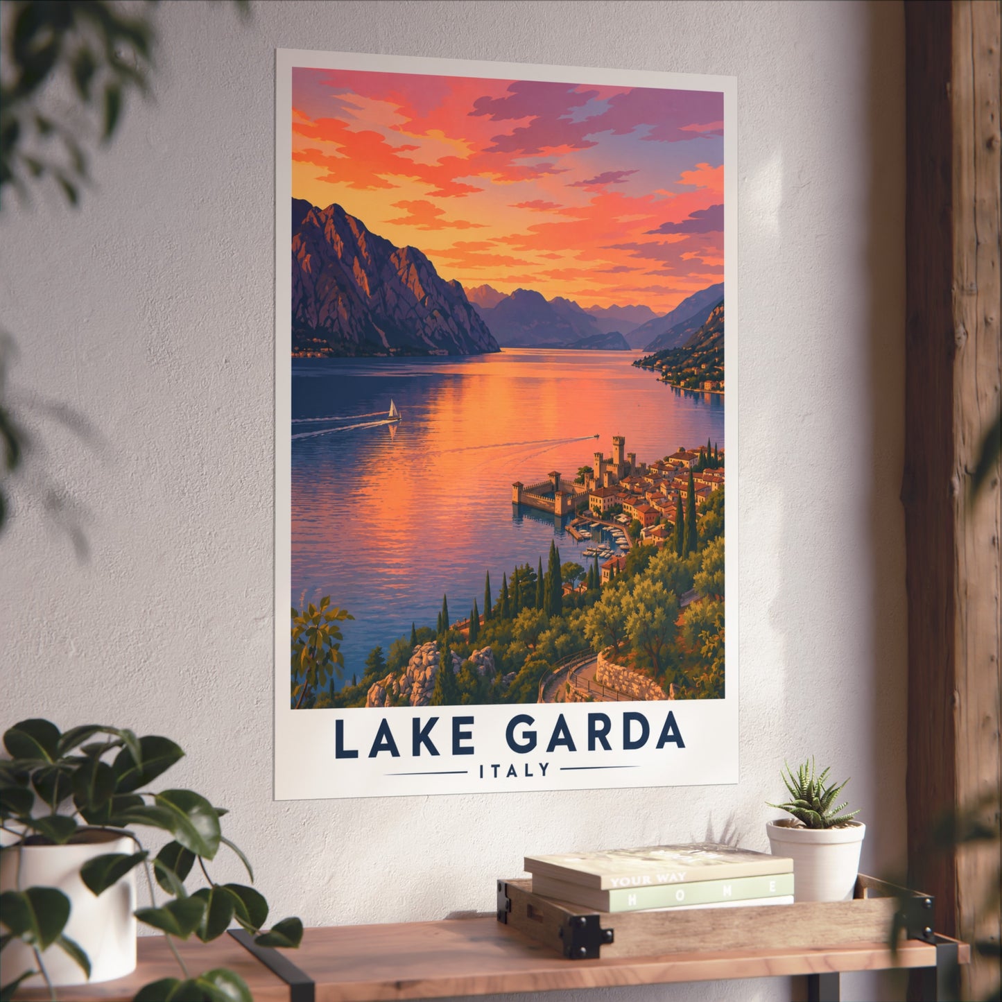 Lake Garda Fine Art Poster — Italy Travel Print, Sunset Landscape Wall Art - Lake Garda Travel Poster