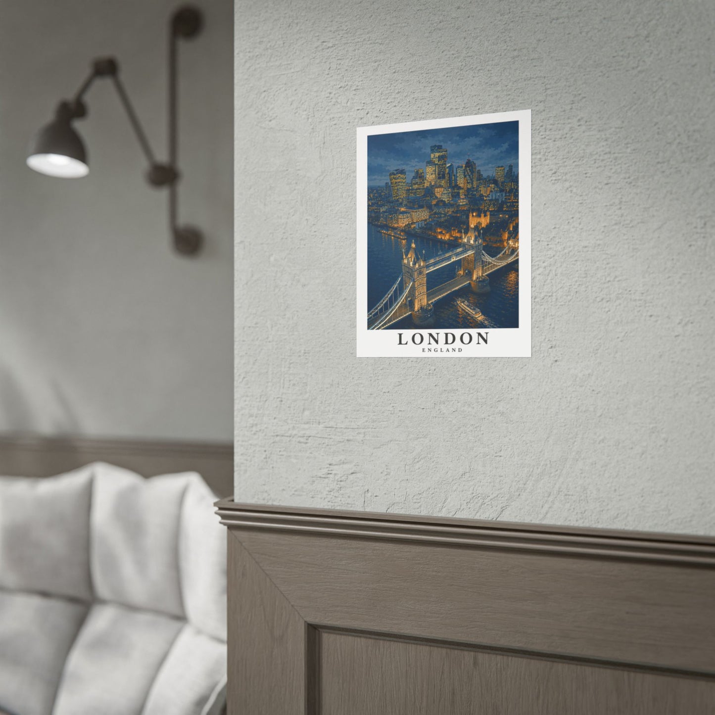 London Cityscape Poster — Tower Bridge Night Skyline Rolled Art Print