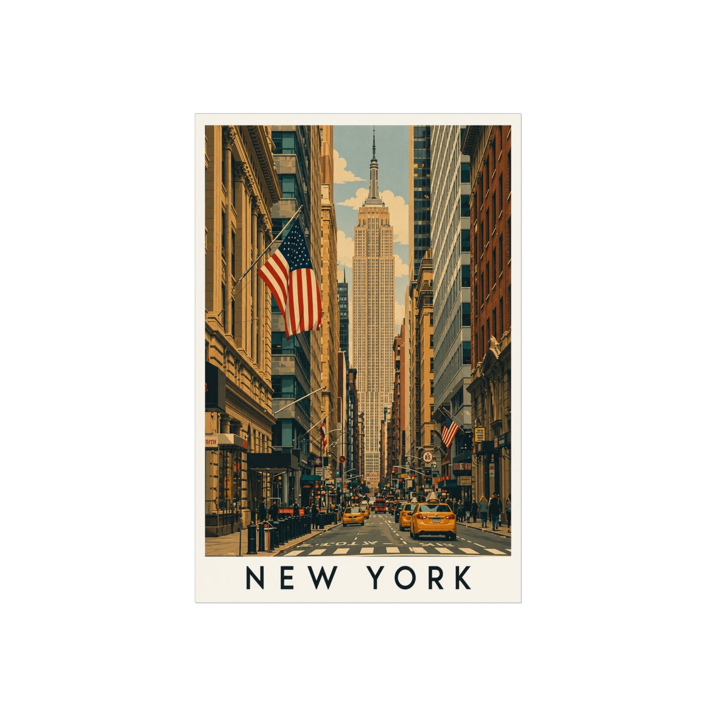 New York Vintage Street Poster — Fine Art Poster - New York Travel Poster