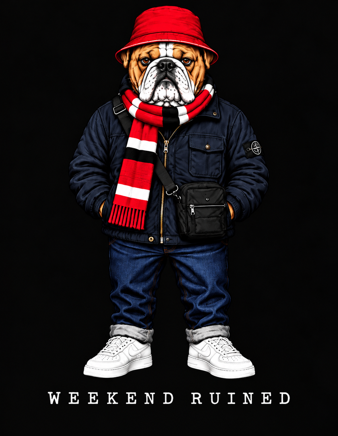 Weekend Ruined - Terraces Bulldog Streetwear Football Oversized Boxy T-Shirt