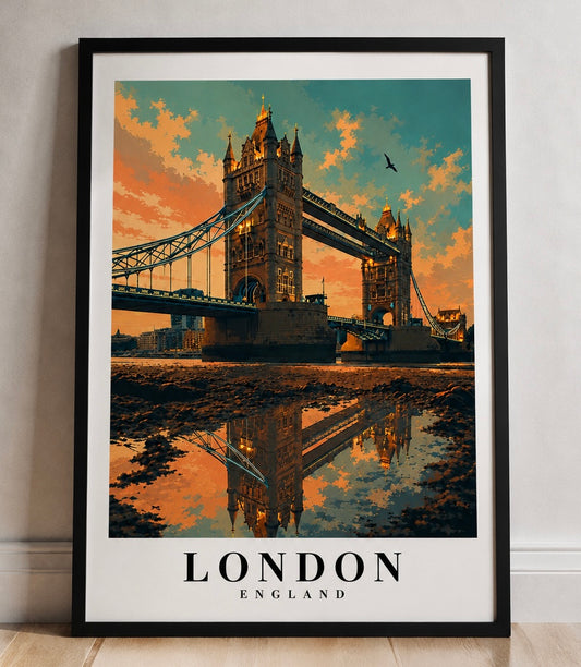 London Tower Bridge Fine Art Poster - Vintage Travel Wall Print - London Travel Poster