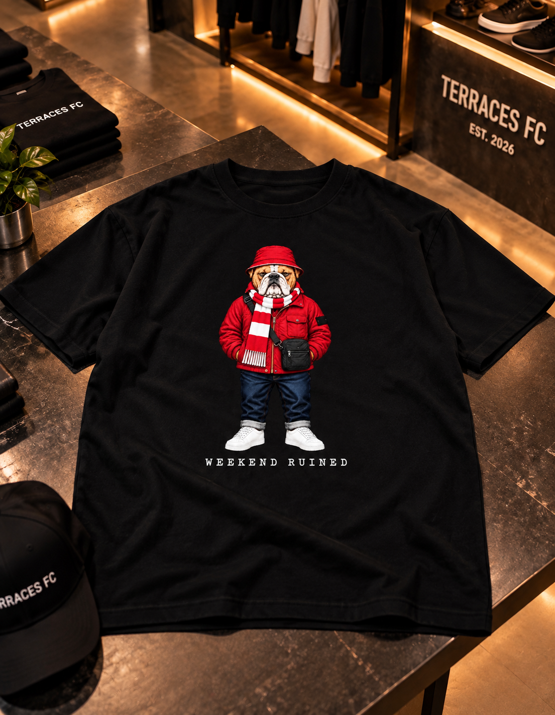 Weekend Ruined - Terraces Bulldog Streetwear Football Oversized Boxy T-Shirt